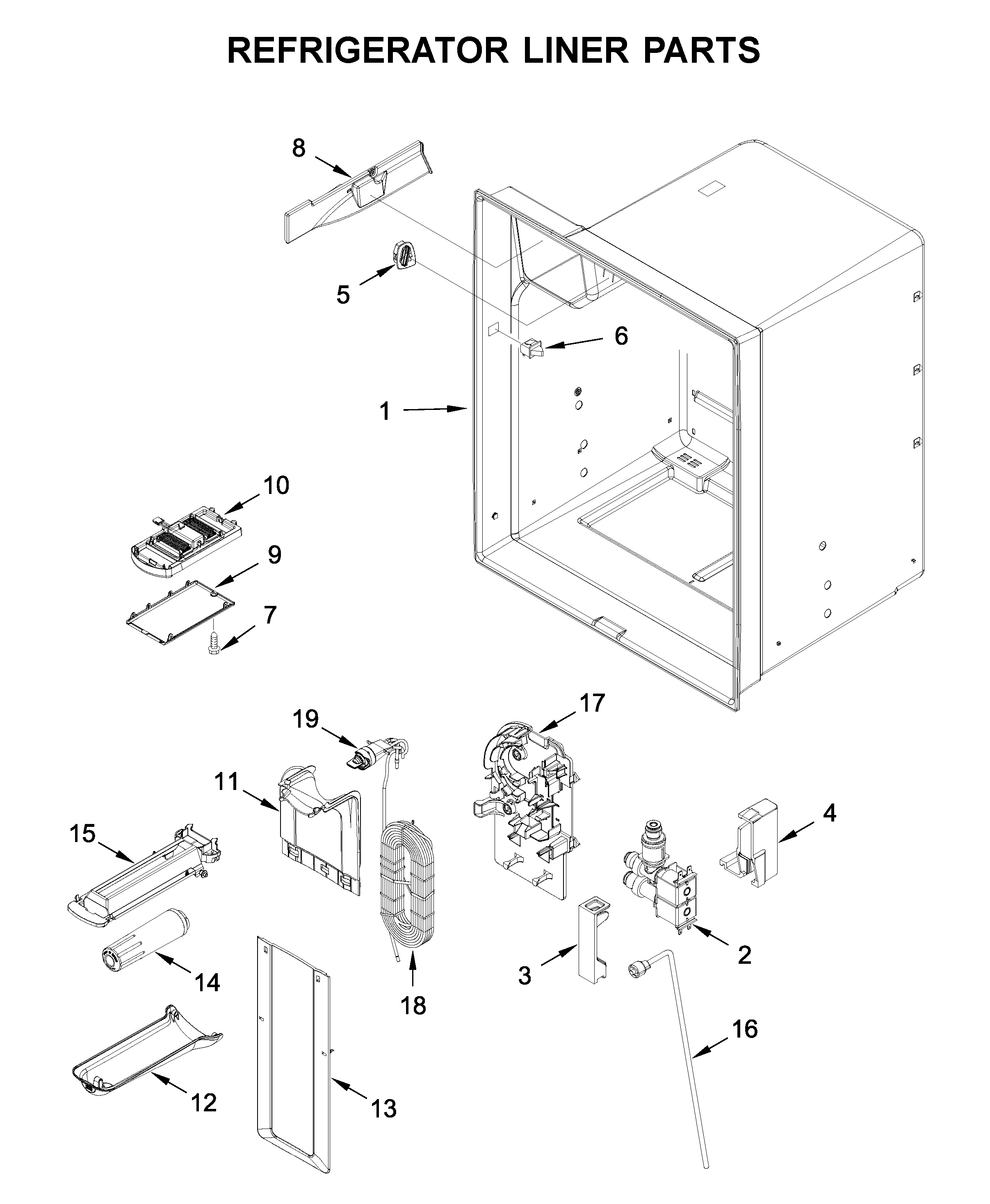 Maytag MFI2570FEZ08 refrigerator liner parts diagram