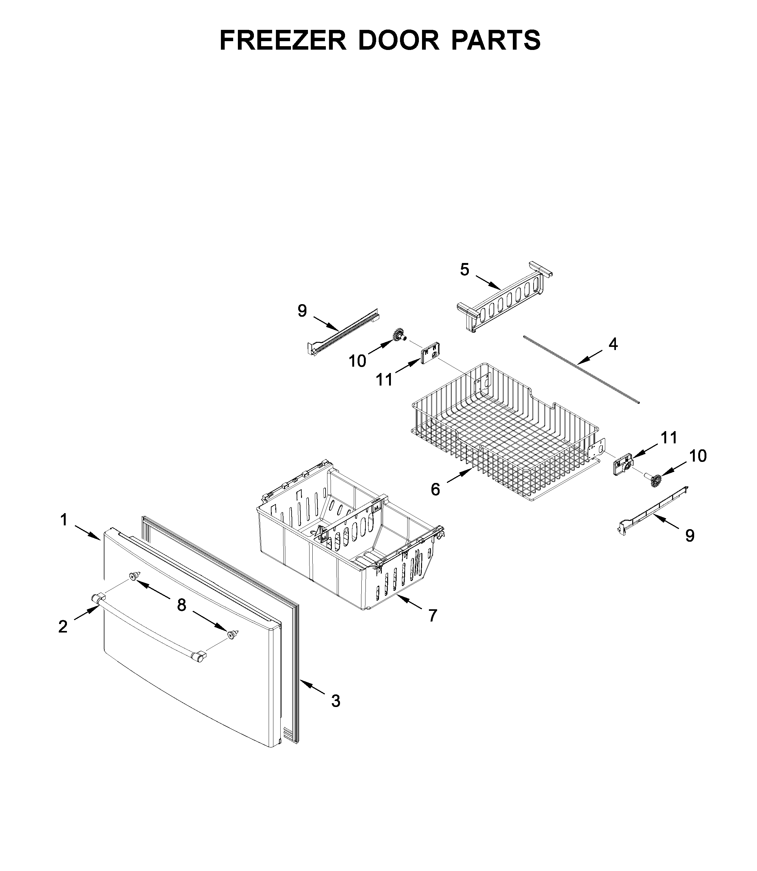 Maytag MFI2570FEZ08 freezer door parts diagram