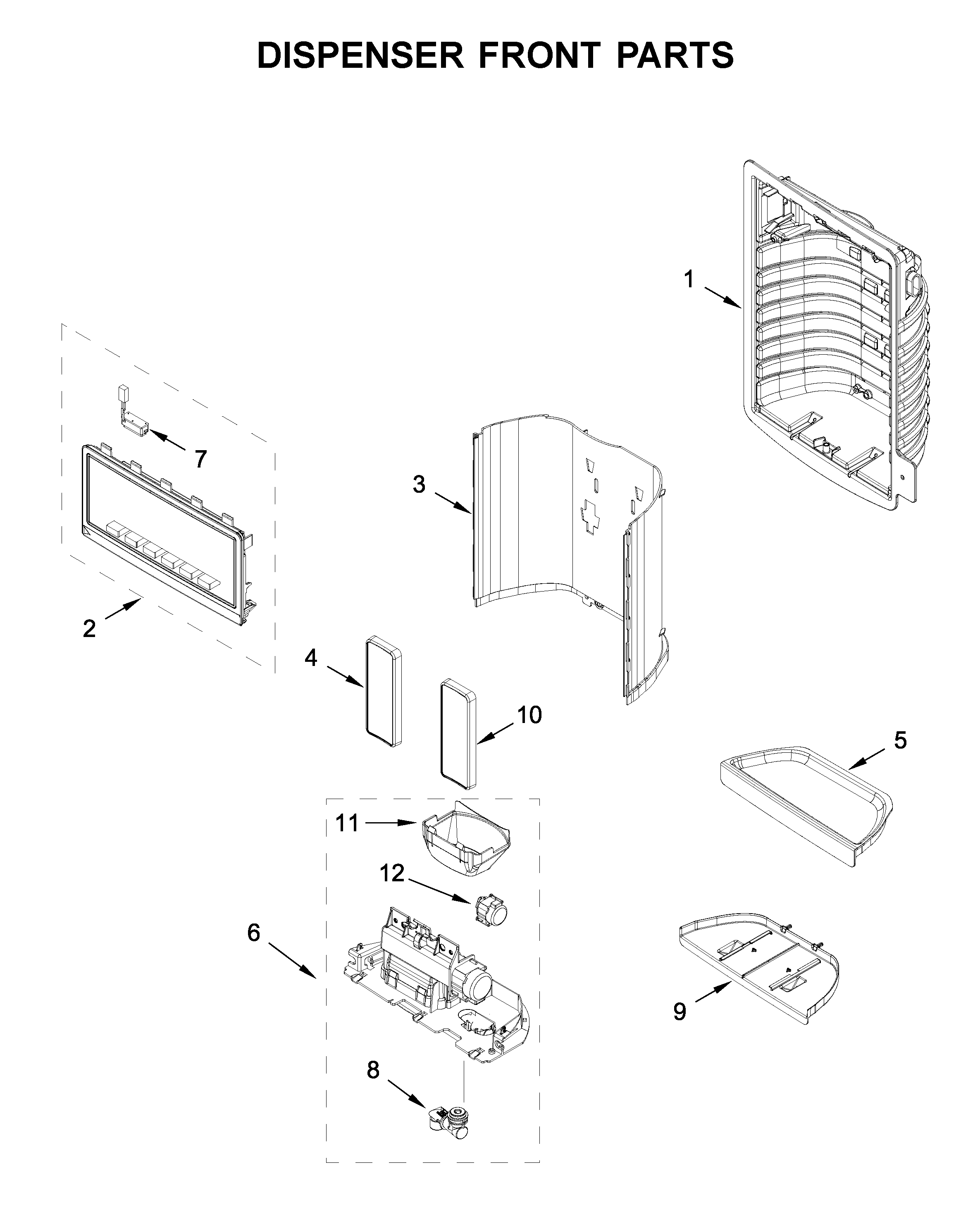 Maytag MFI2570FEZ08 dispenser front parts diagram