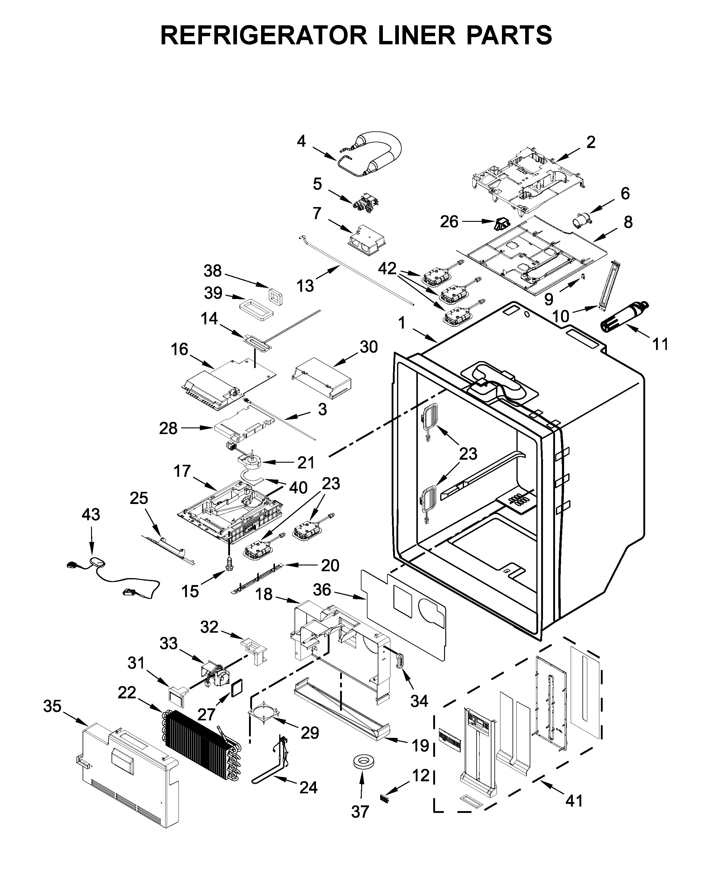 KitchenAid KRMF706ESS02 refrigerator liner parts diagram