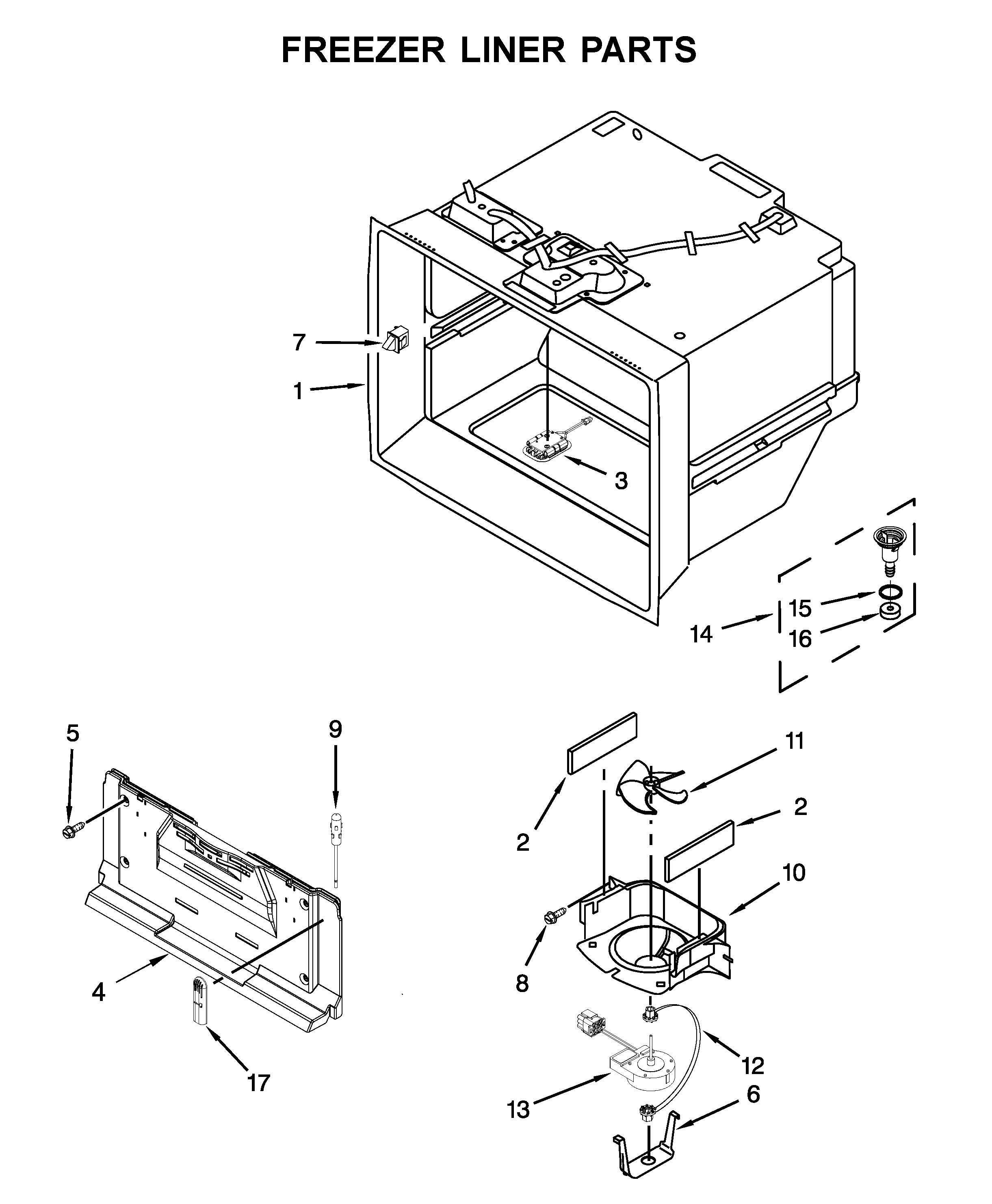 KitchenAid KRMF706ESS02 freezer liner parts diagram
