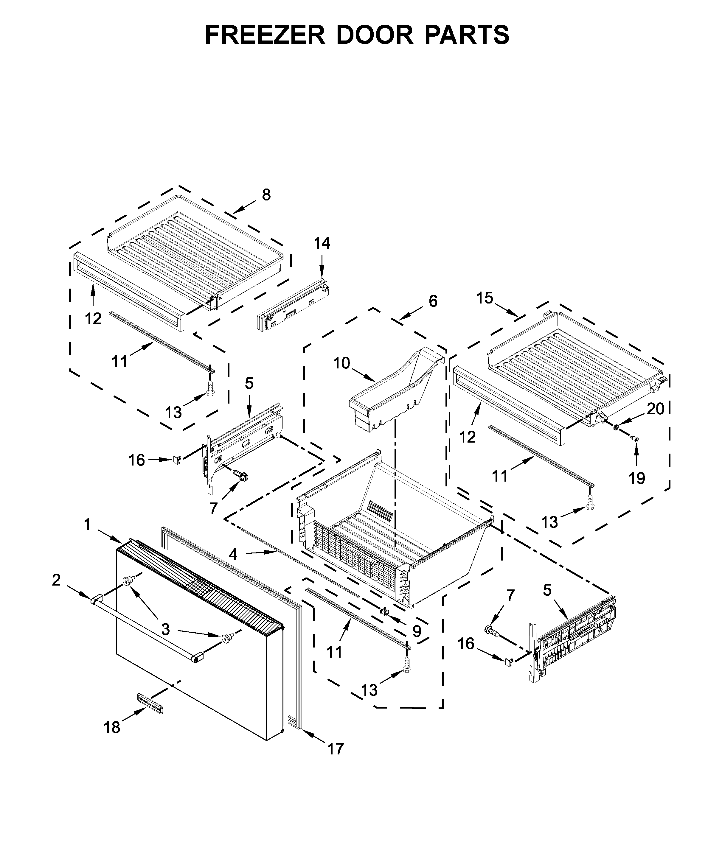 KitchenAid KRMF706ESS02 freezer door parts diagram