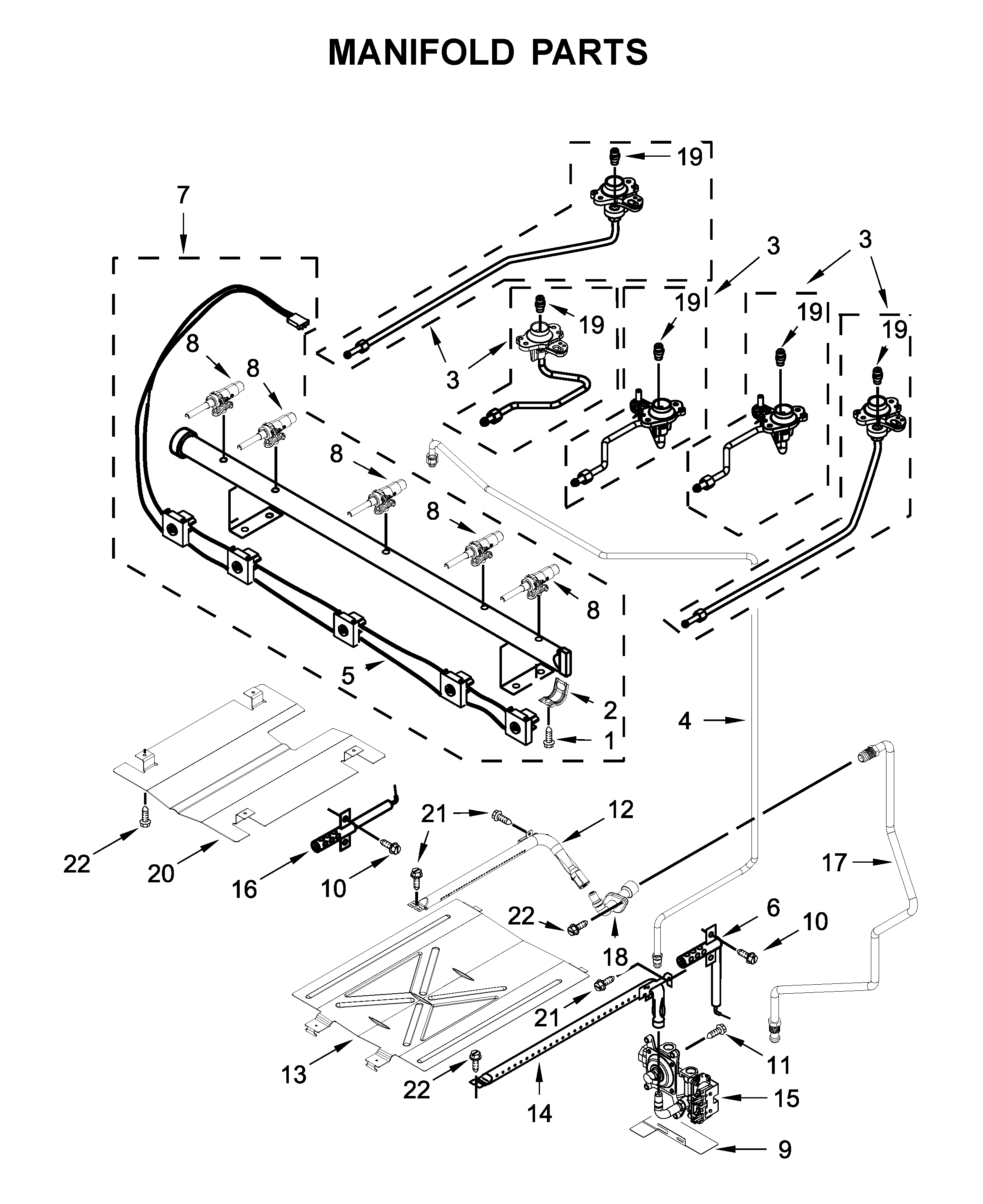 Whirlpool WFG550S0HZ1 manifold parts diagram