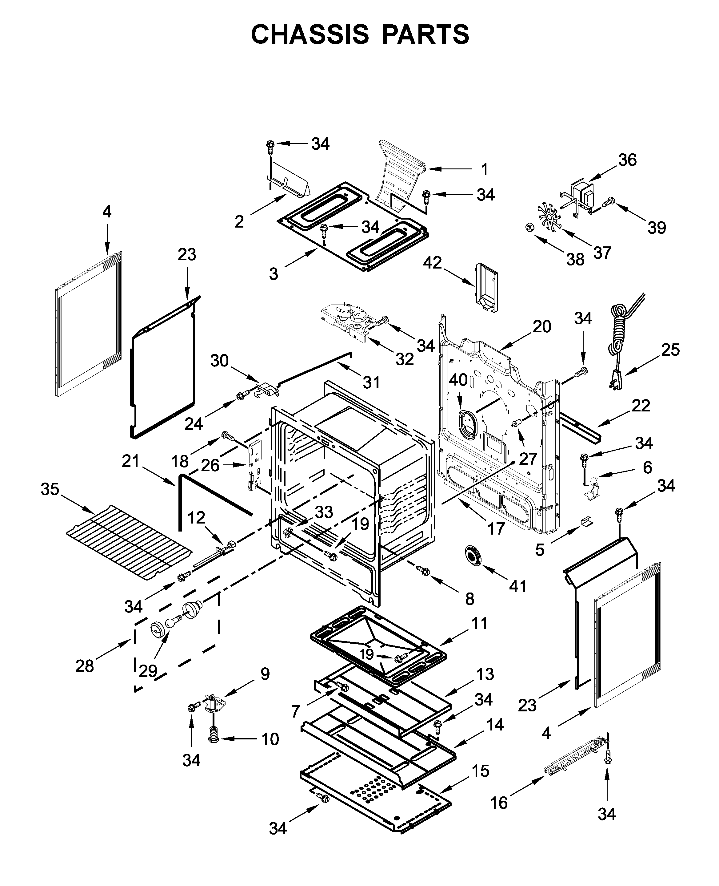 Whirlpool WFG550S0HZ1 chassis parts diagram
