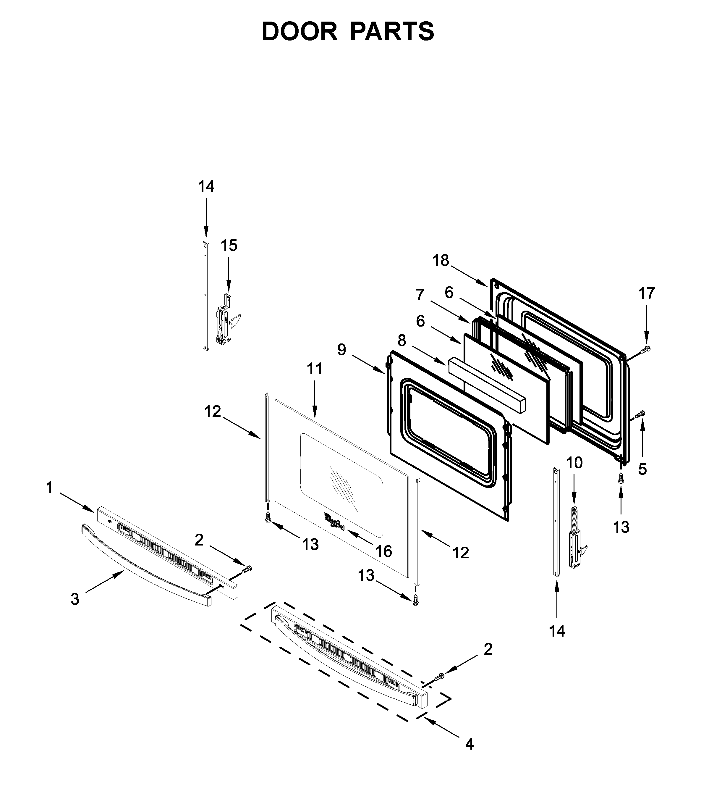 Whirlpool WFG550S0HZ1 door parts diagram