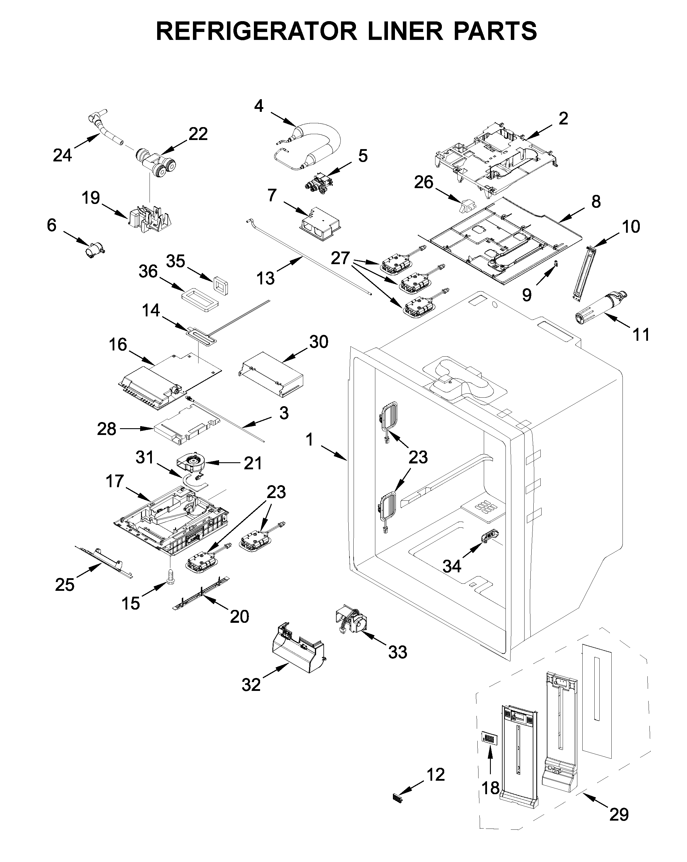 Whirlpool WRF767SDHZ01 refrigerator liner parts diagram