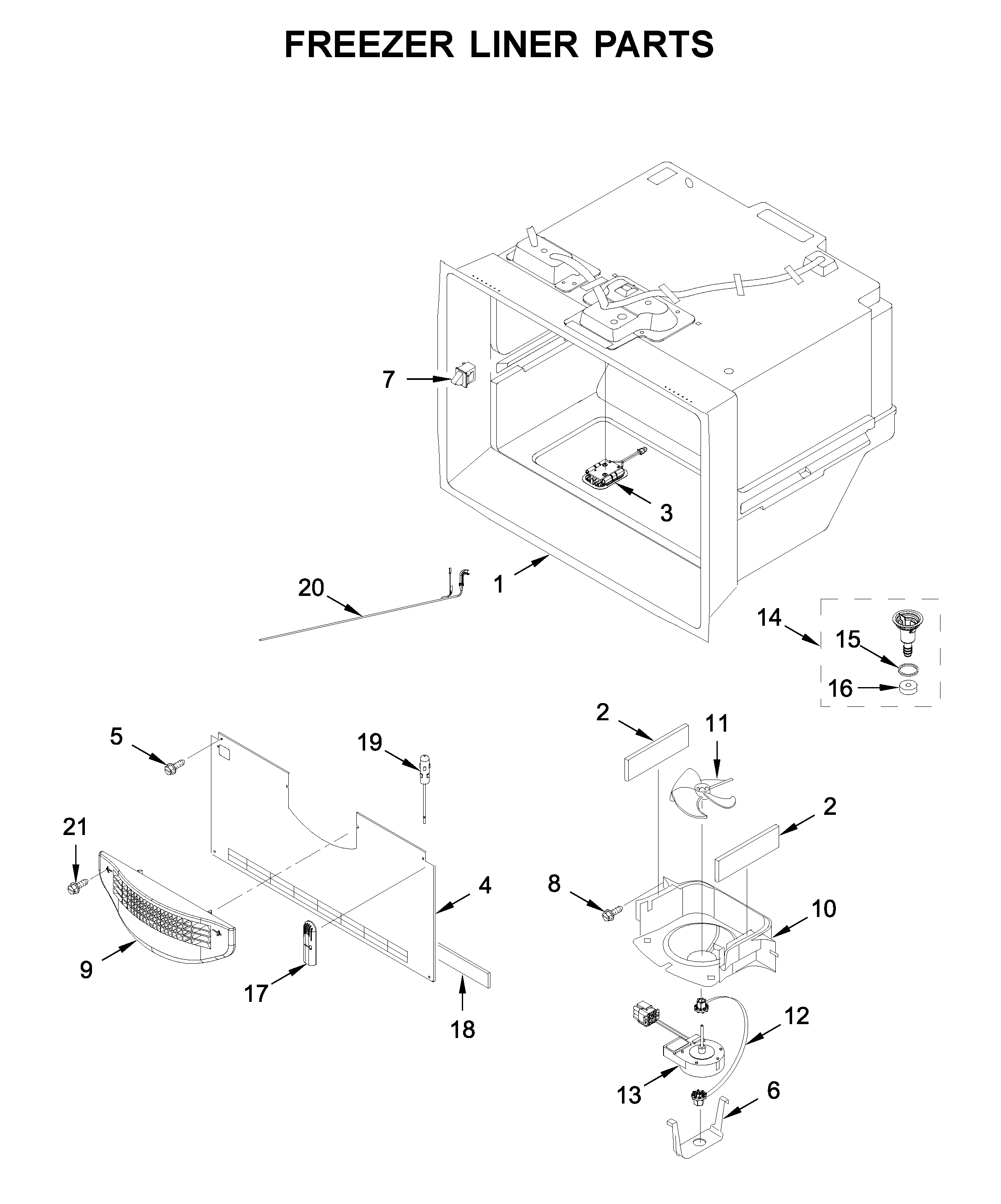 Whirlpool WRF767SDHZ01 freezer liner parts diagram