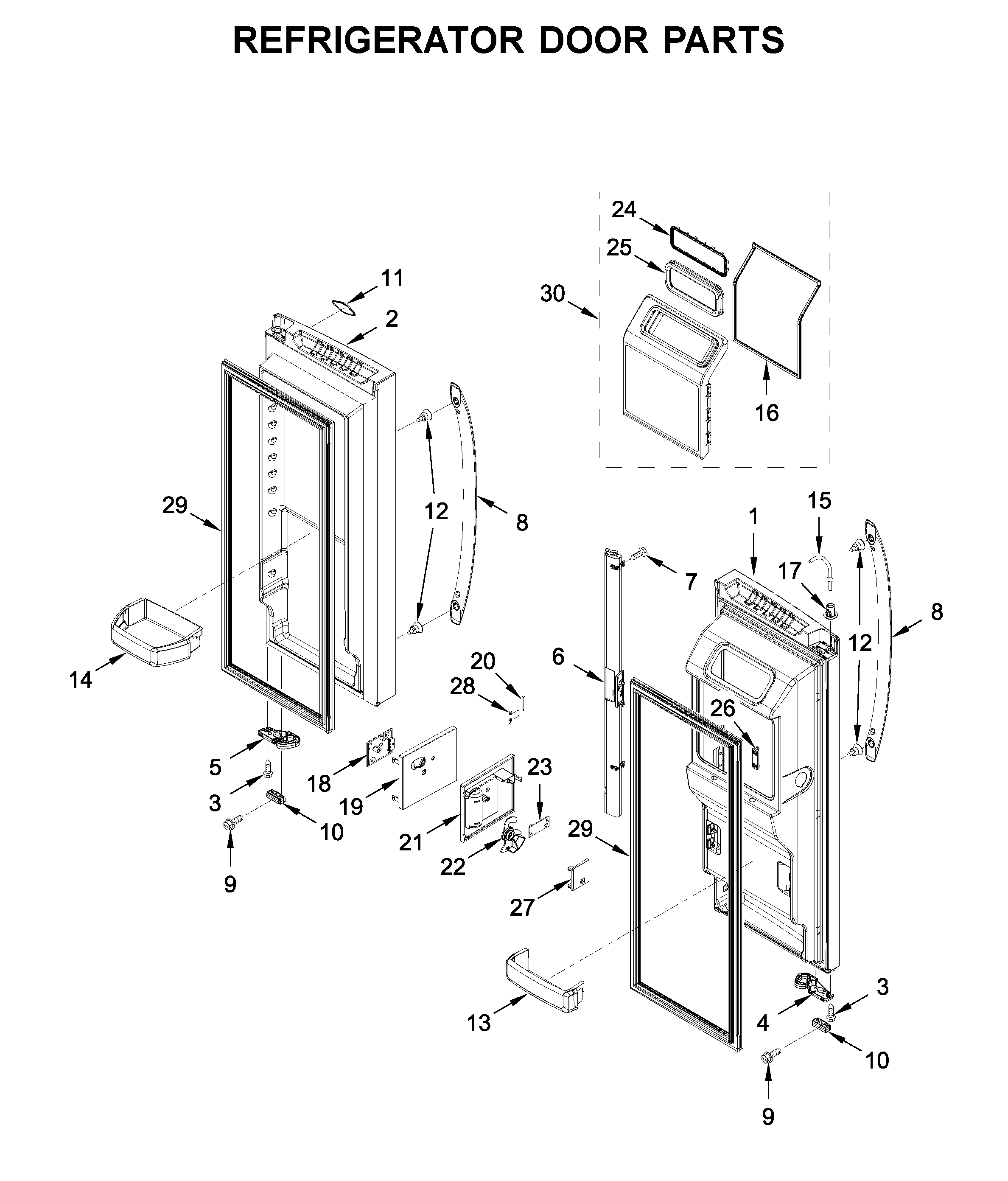 Whirlpool WRF767SDHZ01 refrigerator door parts diagram
