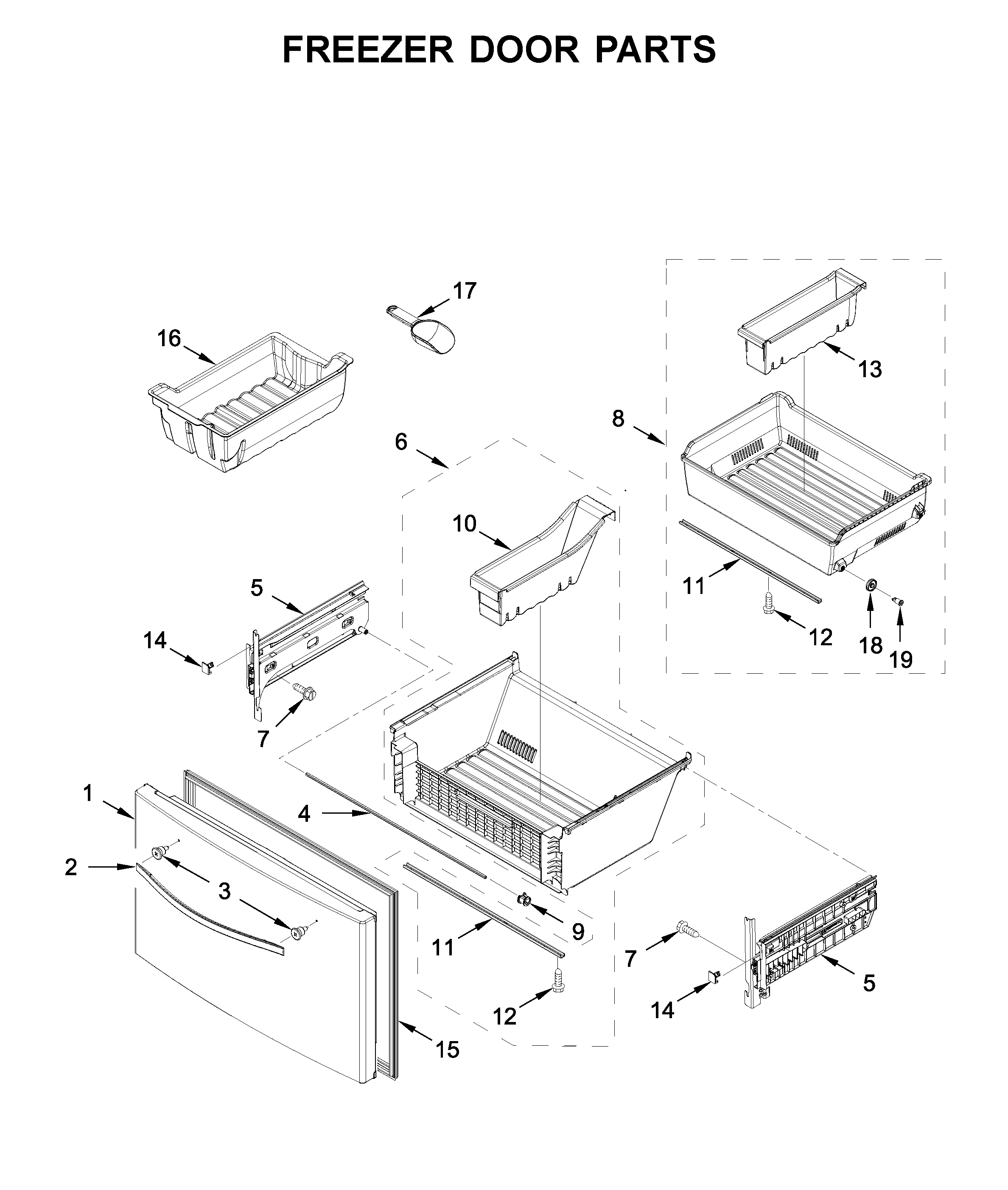 Whirlpool WRF767SDHZ01 freezer door parts diagram