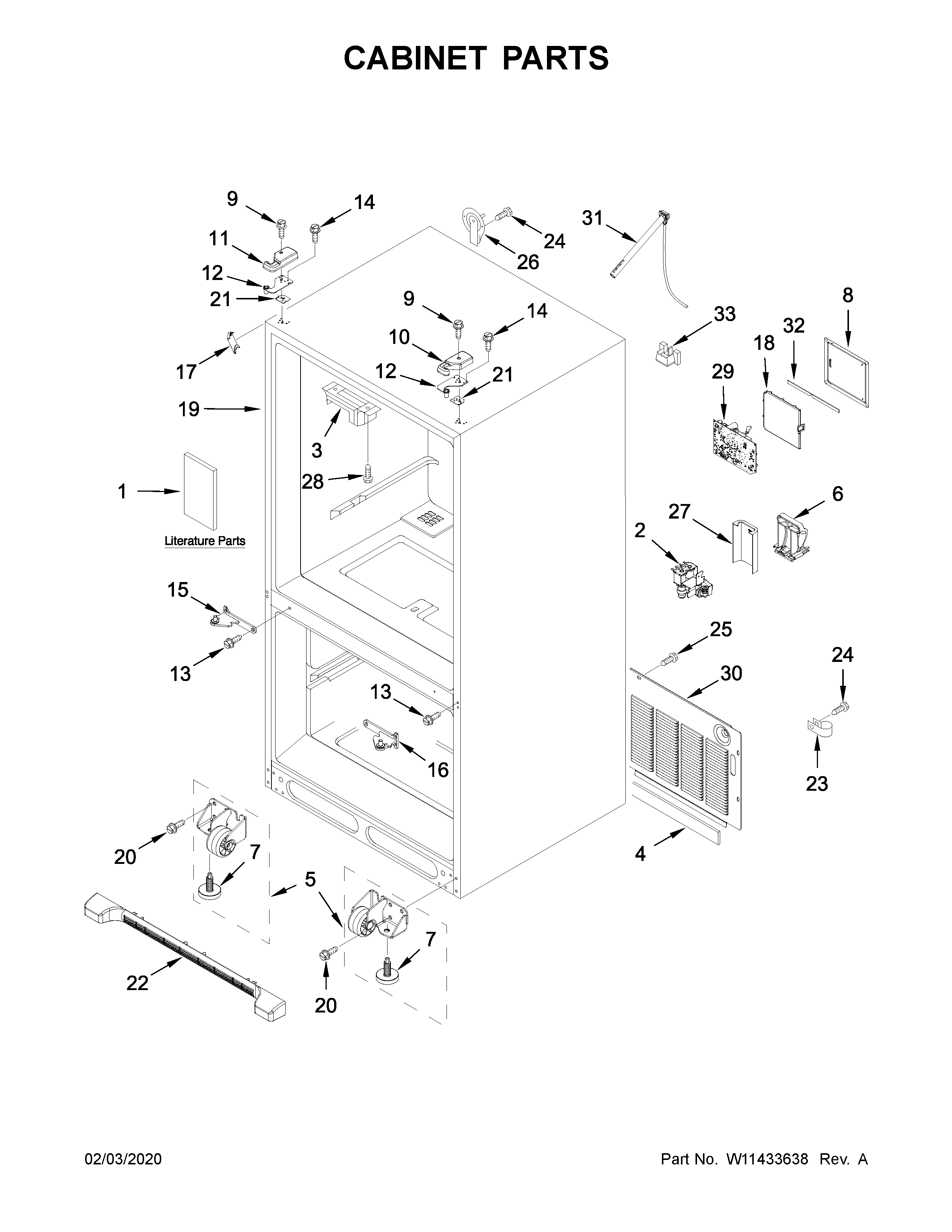 Whirlpool WRF540CWHZ03 cabinet parts diagram