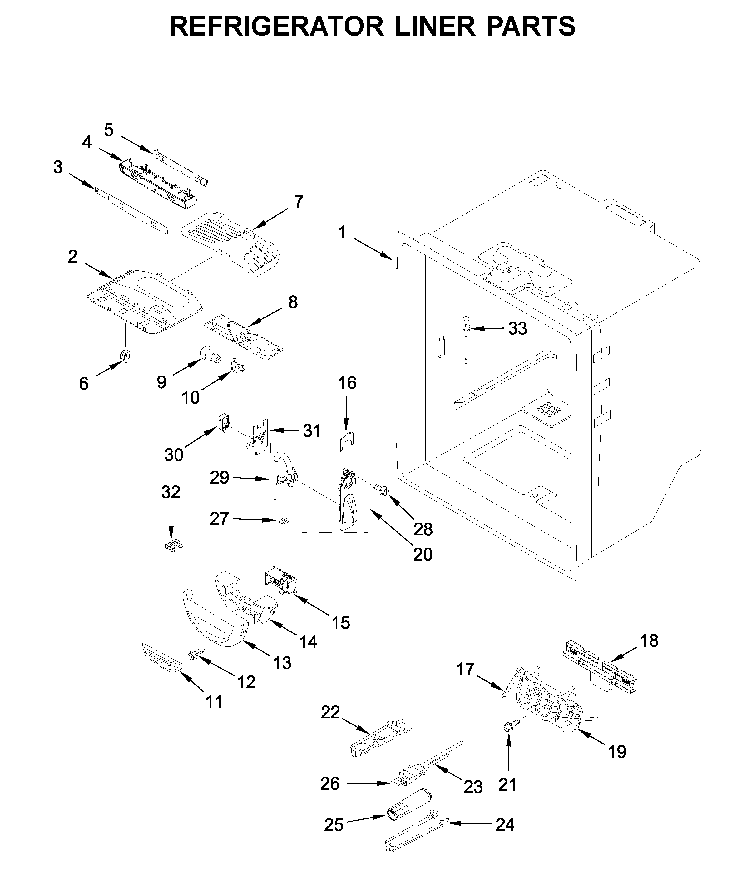 Whirlpool WRF540CWHZ03 refrigerator liner parts diagram