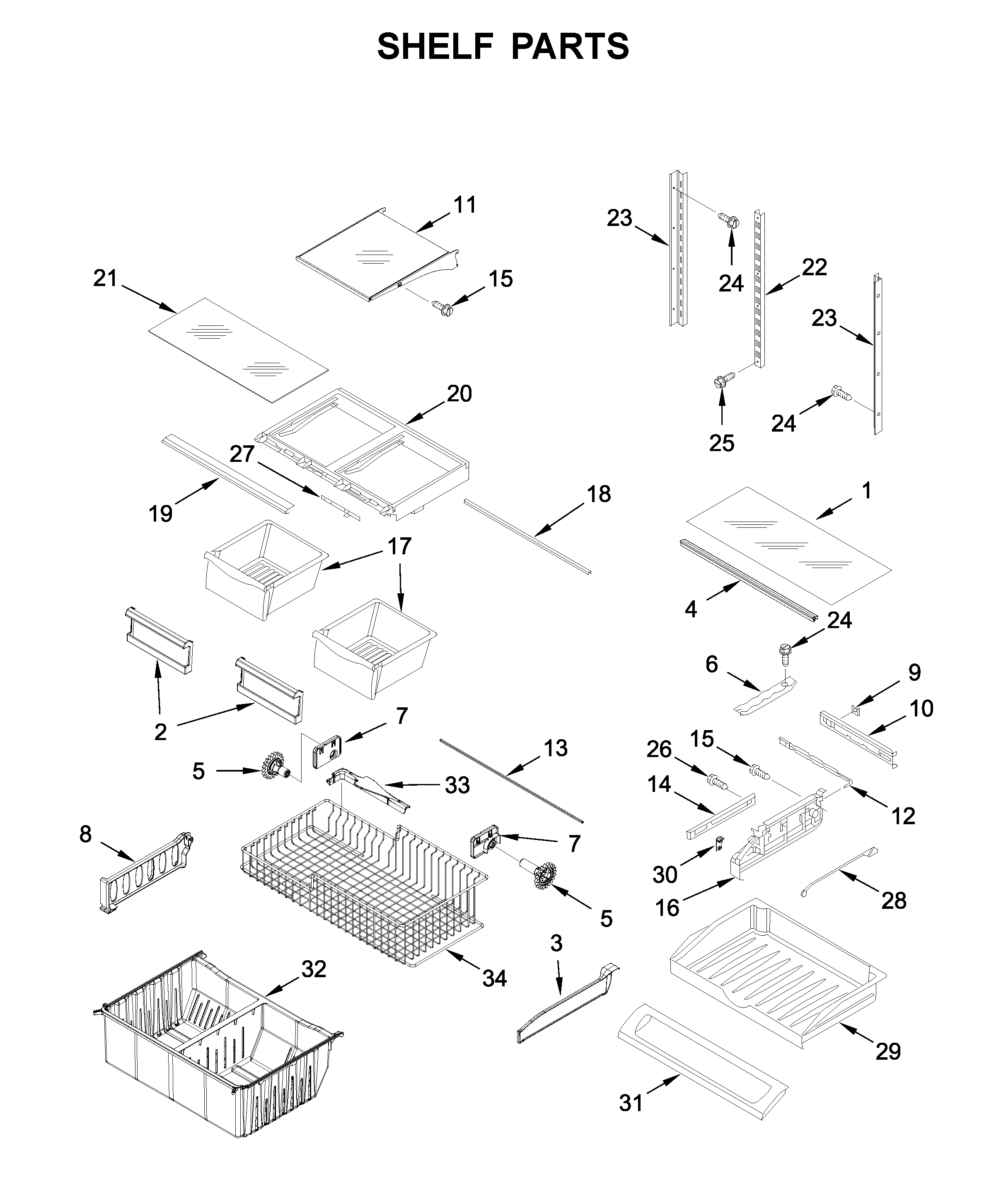 Whirlpool WRF540CWHZ03 shelf parts diagram