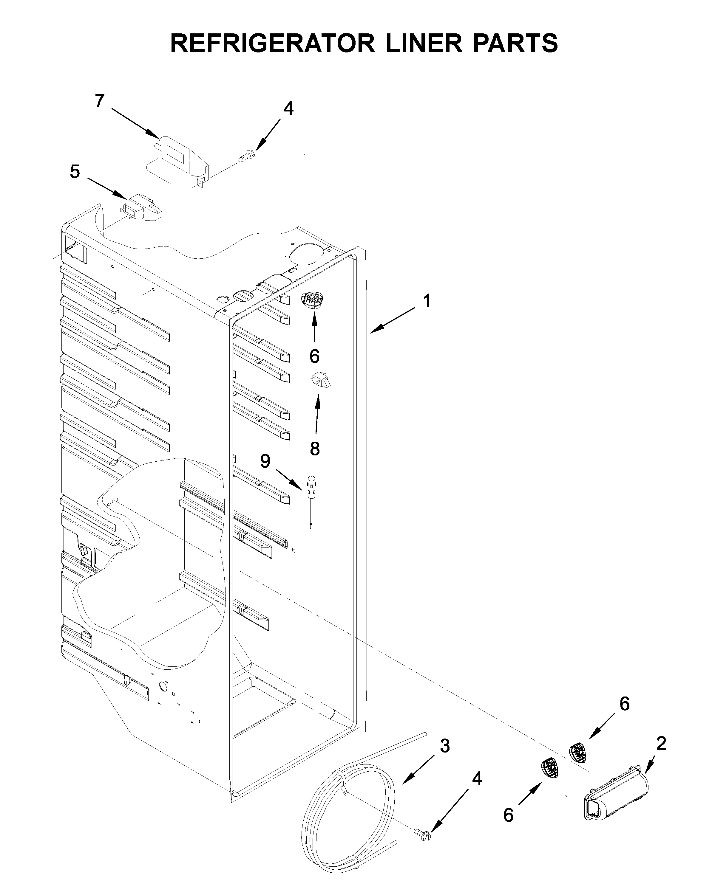 Whirlpool WRS321SDHW04 refrigerator liner parts diagram