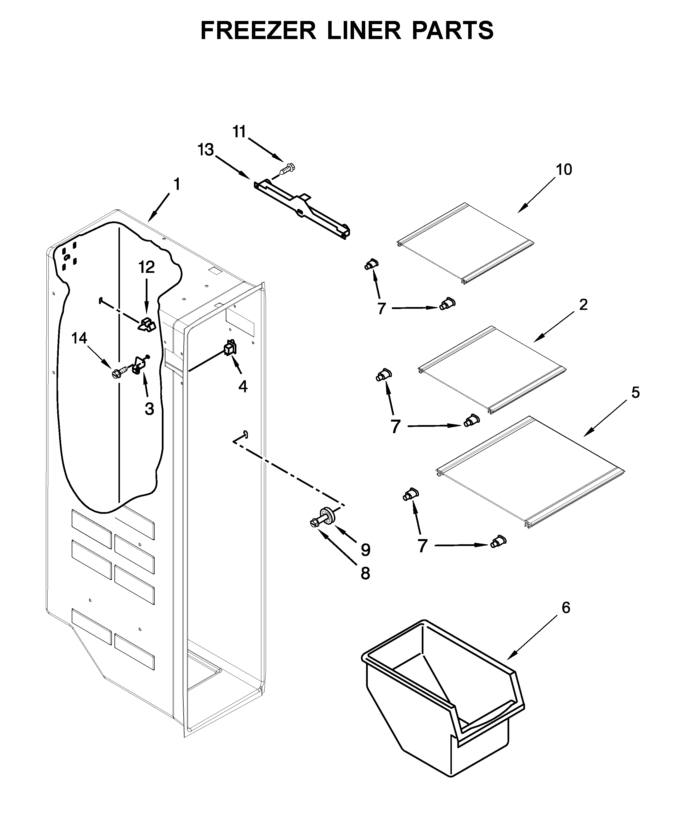 Whirlpool WRS321SDHW04 freezer liner parts diagram