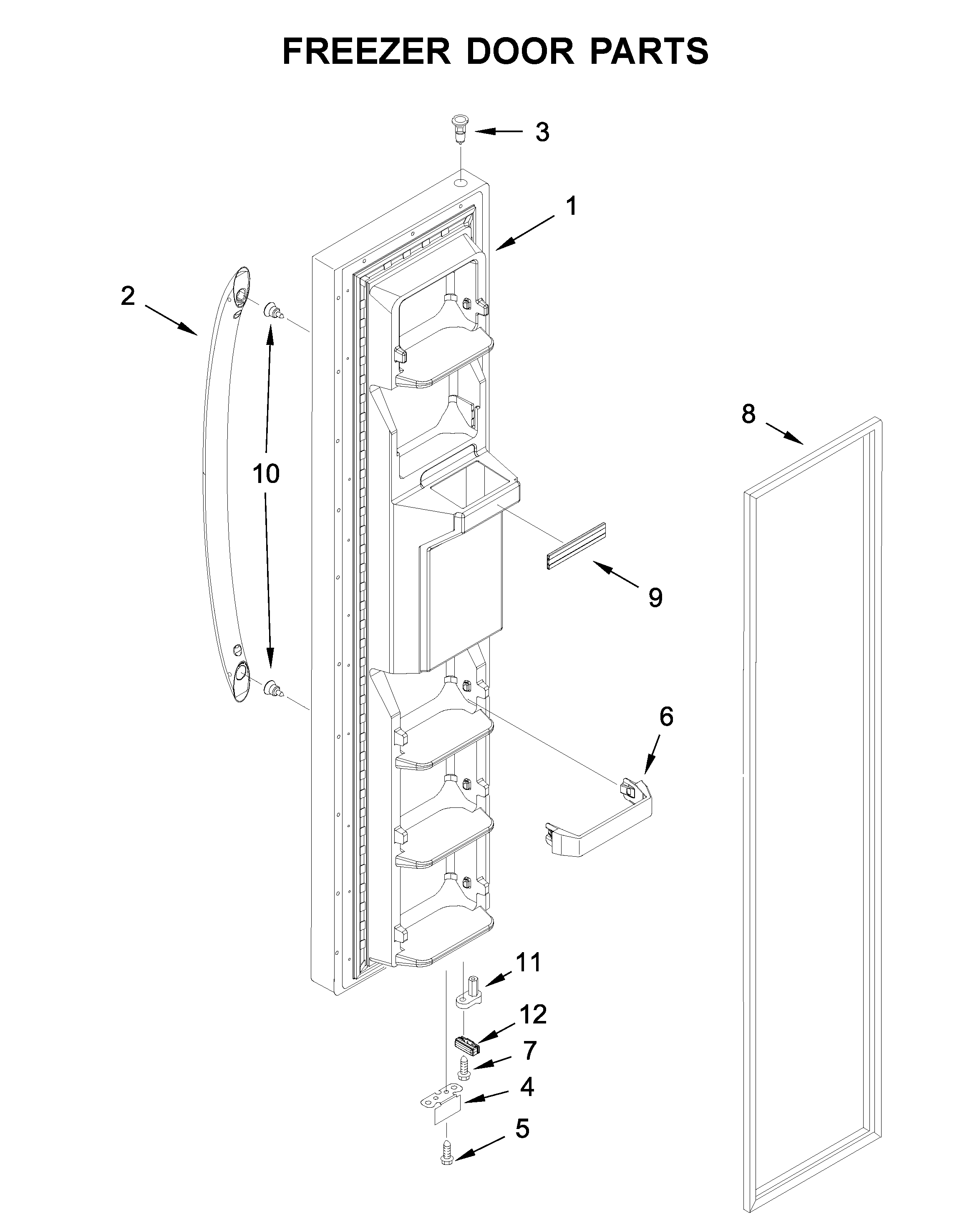 Whirlpool WRS335SDHB00 freezer door parts diagram
