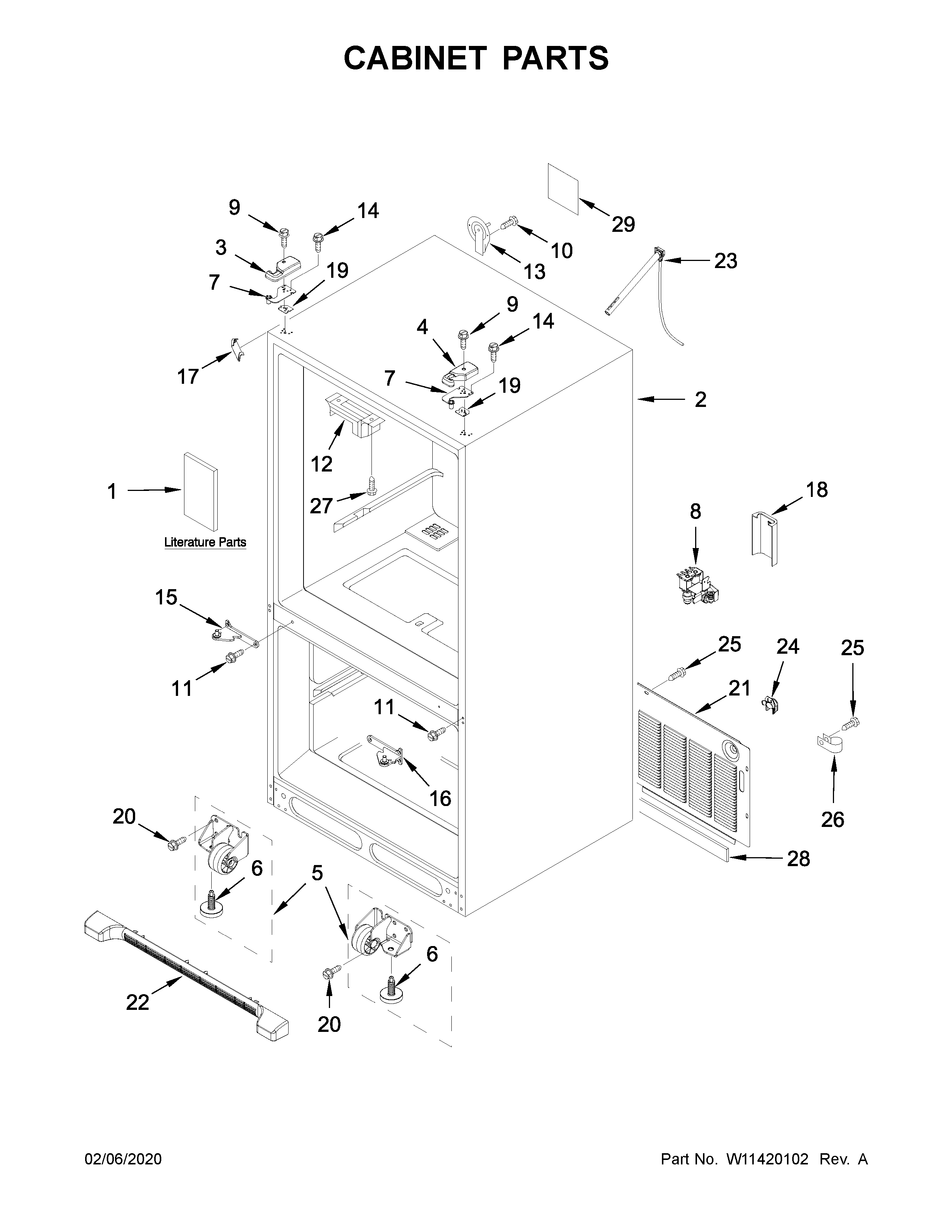 Whirlpool WRF535SMHZ04 cabinet parts diagram