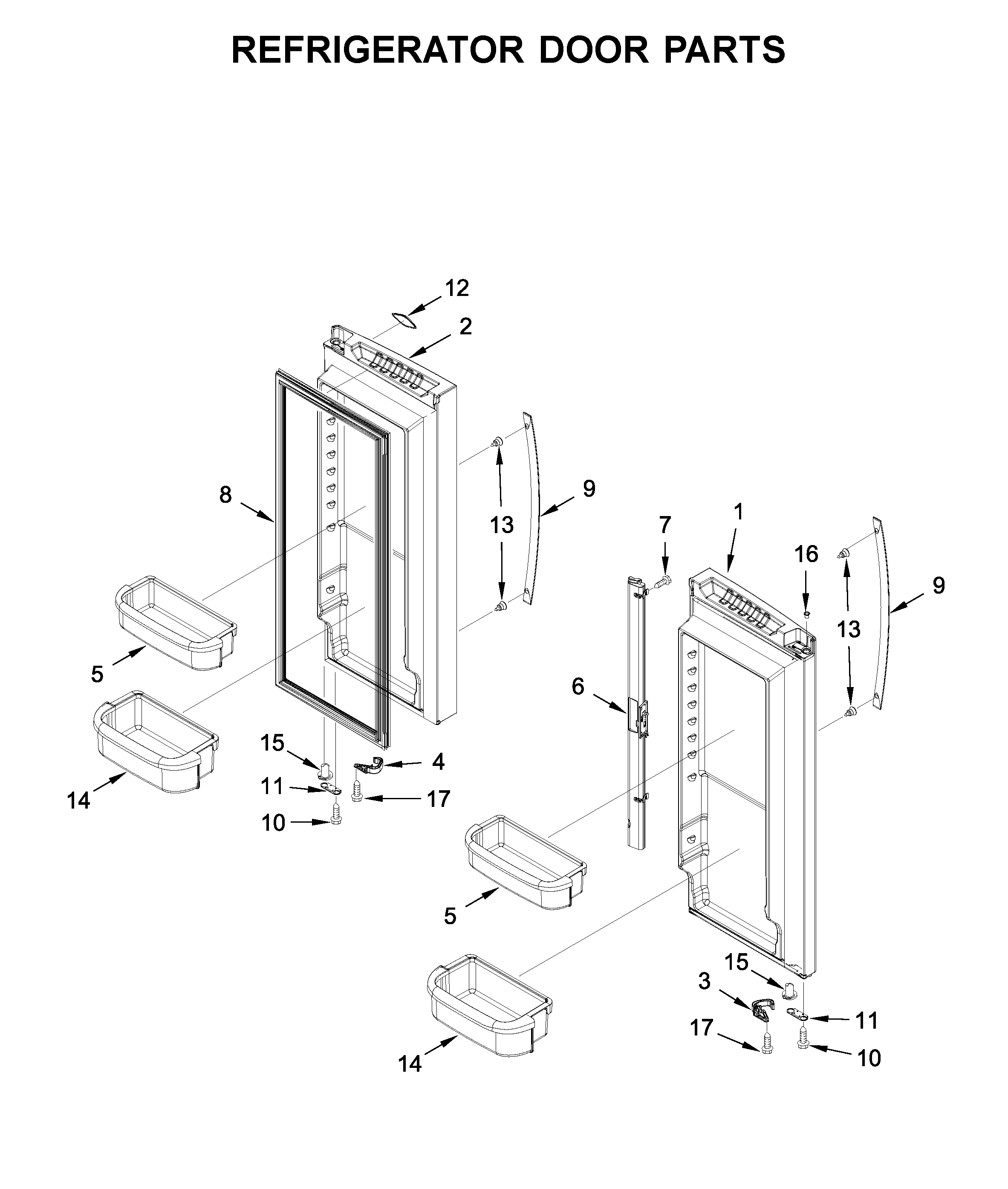 Whirlpool WRF535SMHZ04 refrigerator door parts diagram