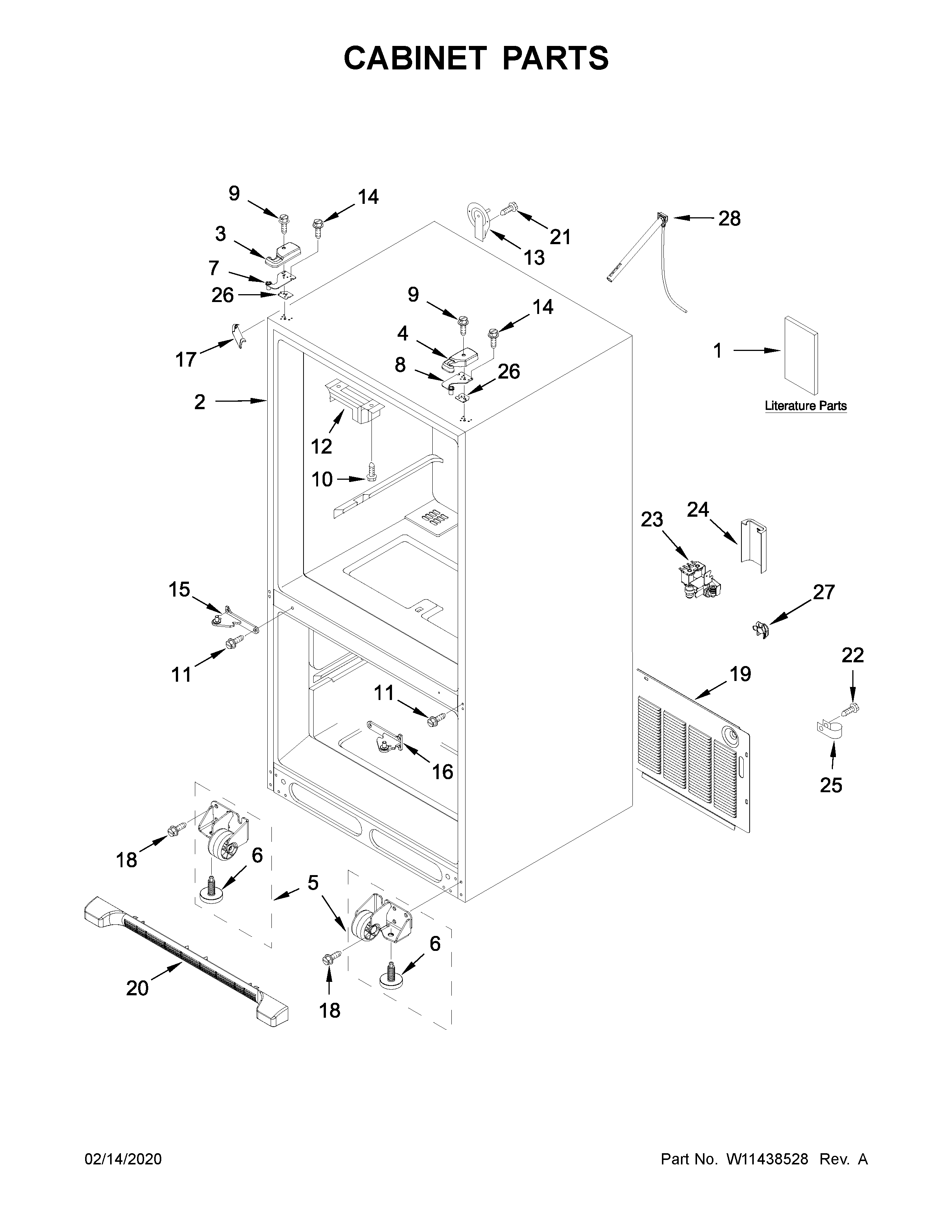 Whirlpool WRFA32SMHZ03 cabinet parts diagram