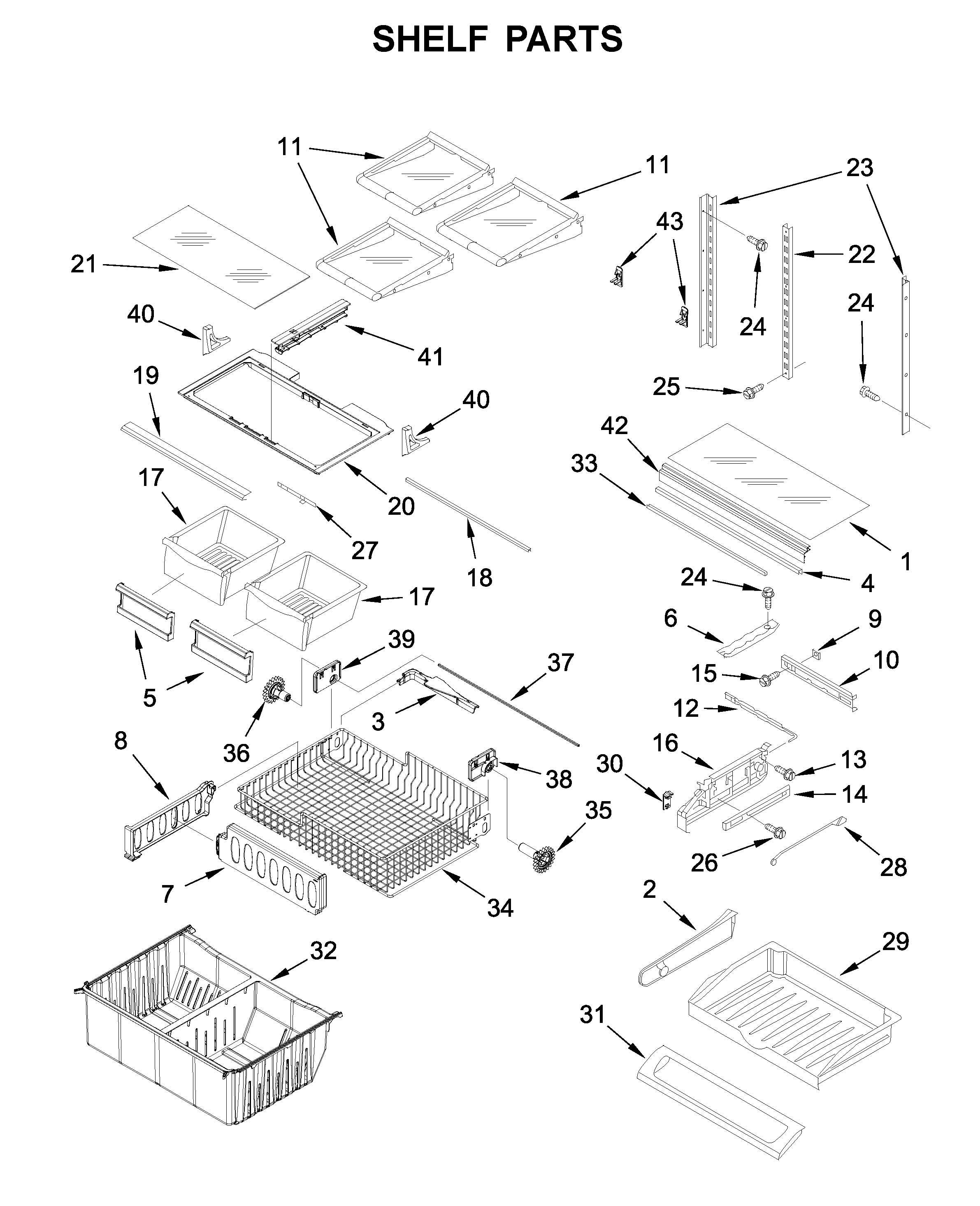 Whirlpool WRFA32SMHZ03 shelf parts diagram