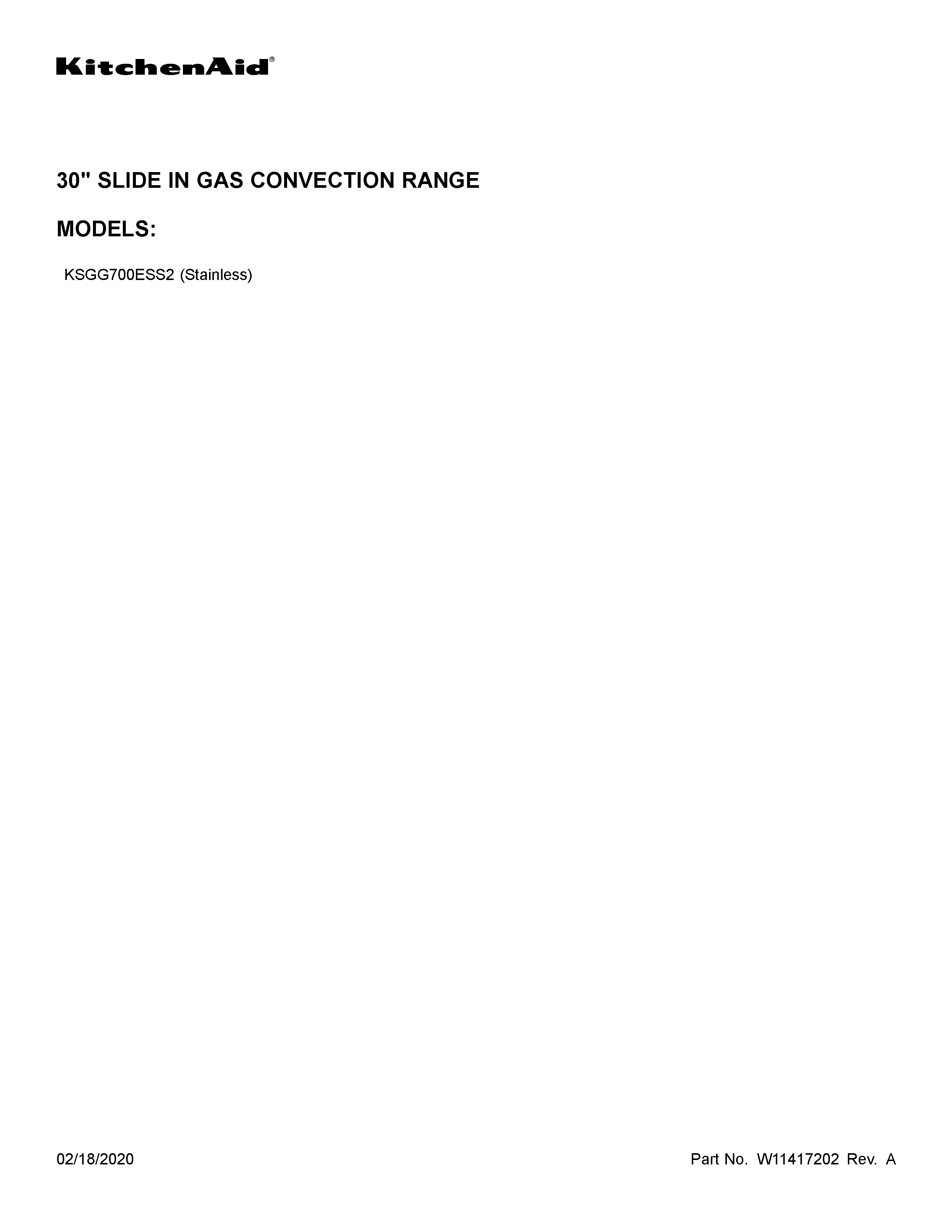 KitchenAid KSGG700ESS2 cover sheet diagram