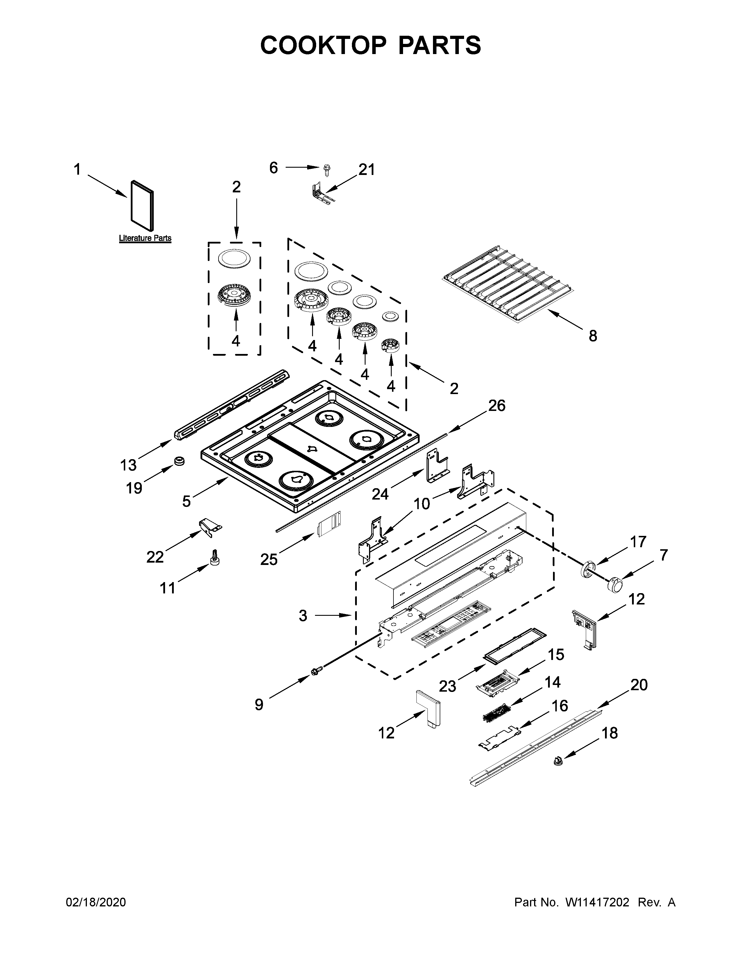 KitchenAid KSGG700ESS2 cooktop parts diagram
