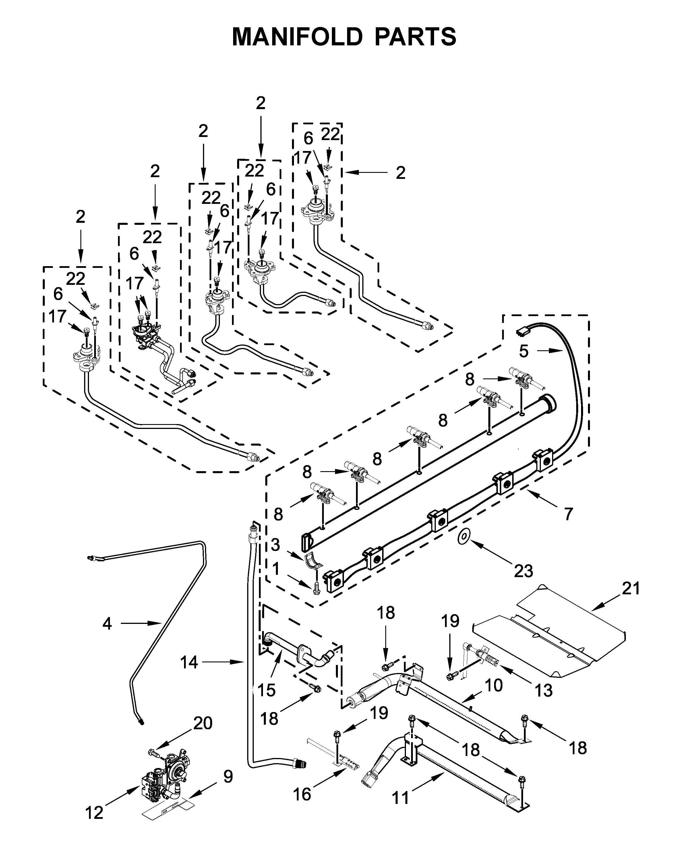 KitchenAid KSGG700ESS2 manifold parts diagram