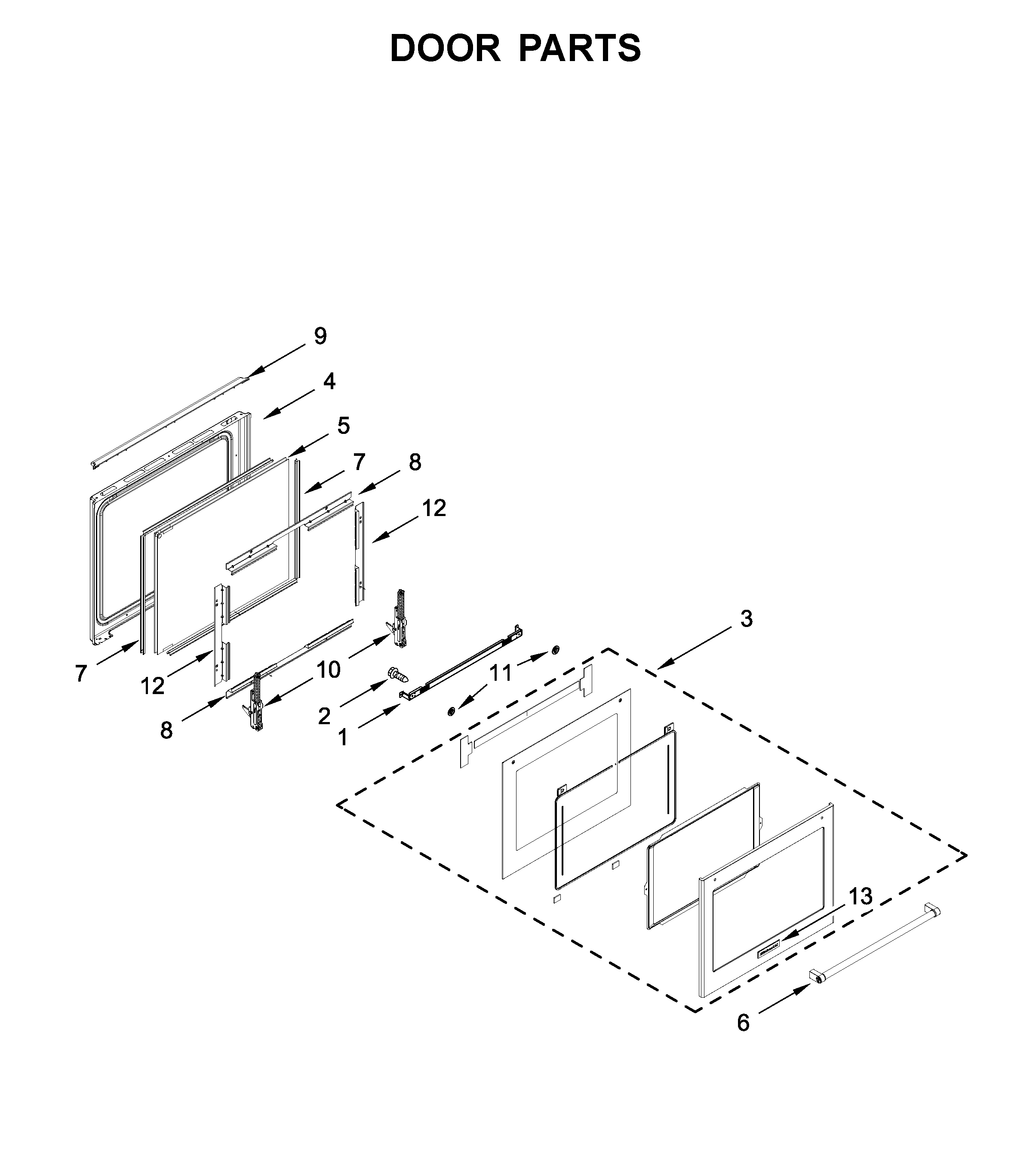 KitchenAid KSGG700ESS2 door parts diagram