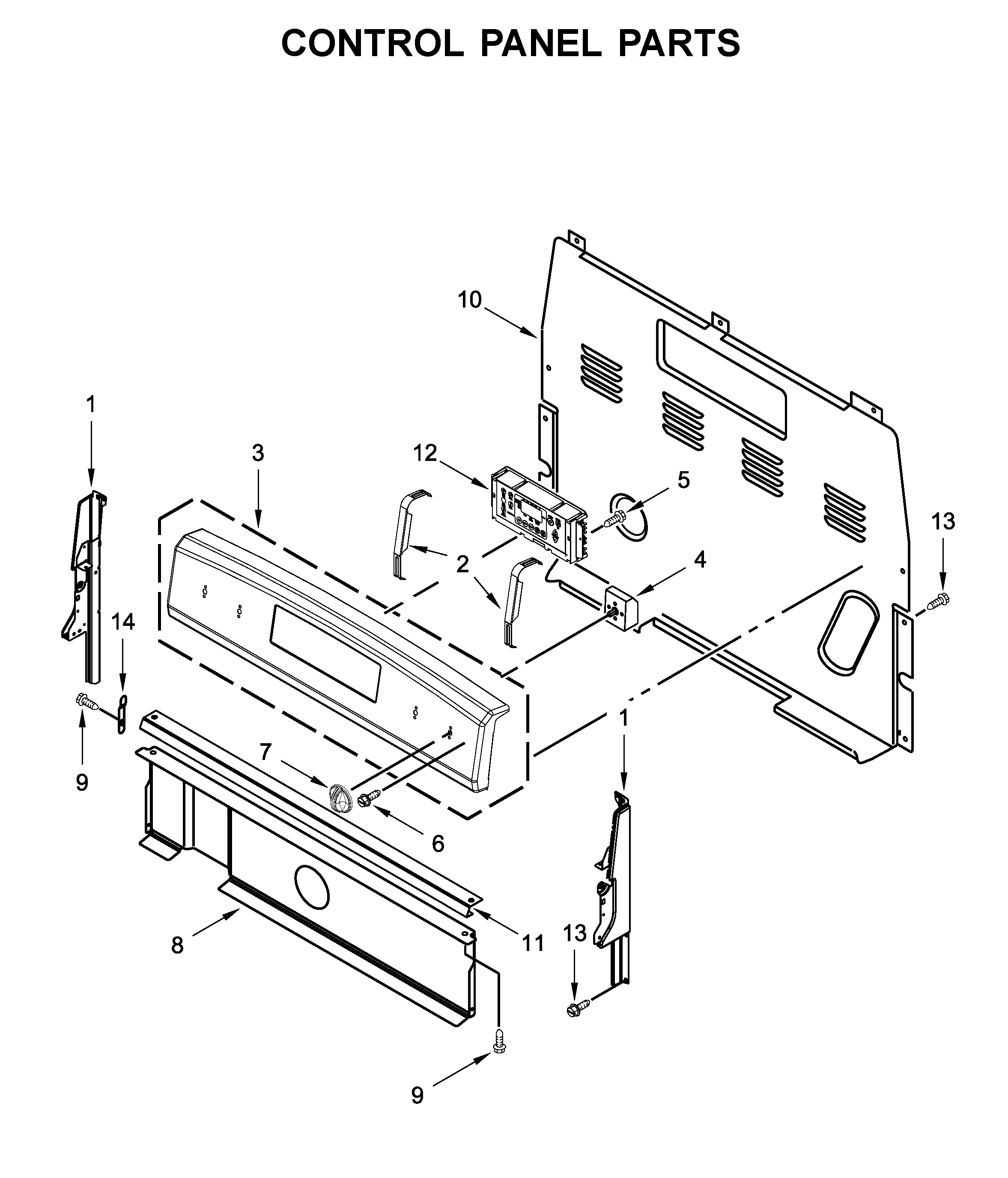 Whirlpool WFC150M0JB0 control panel parts diagram