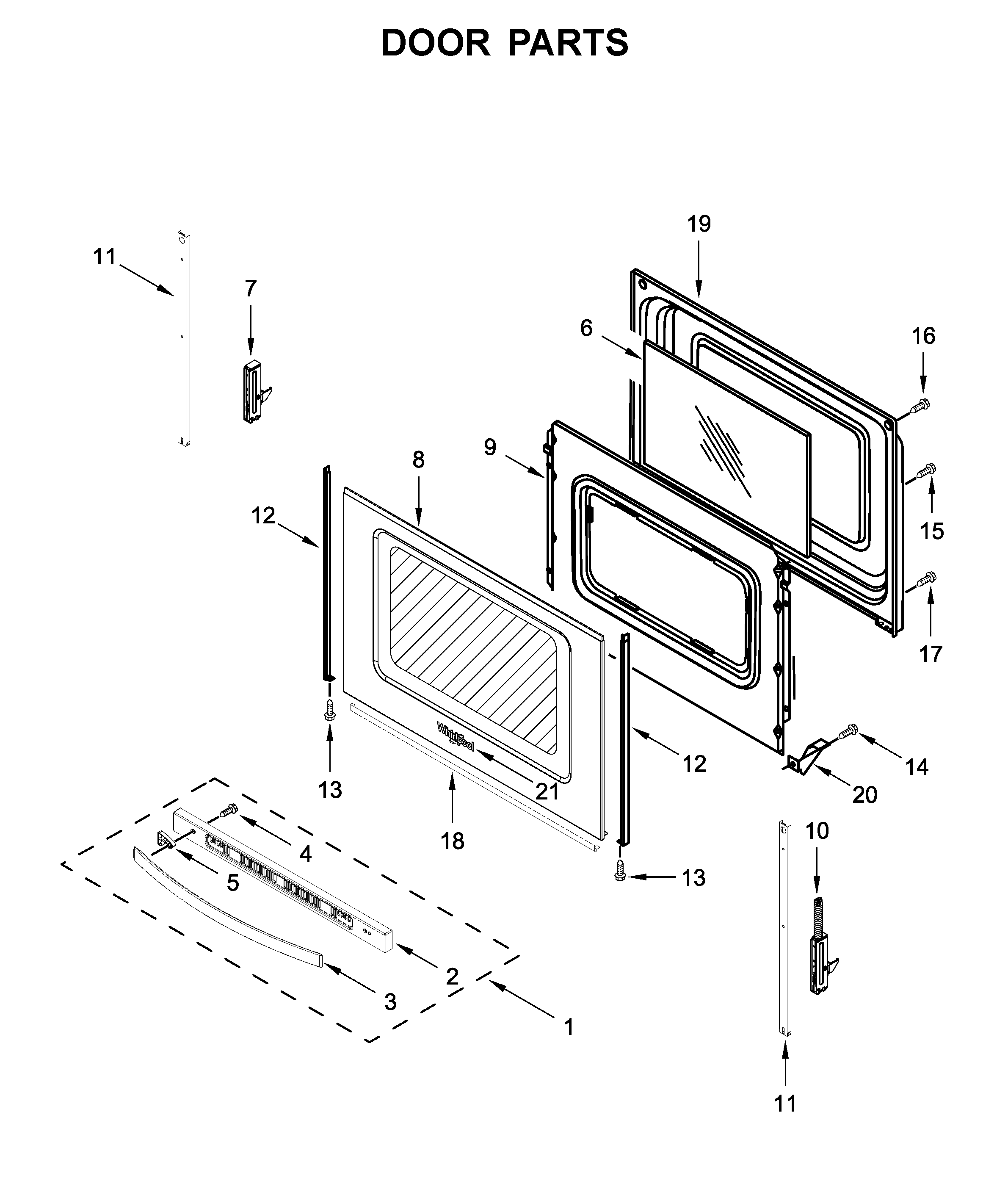 Whirlpool WFC150M0JB0 door parts diagram