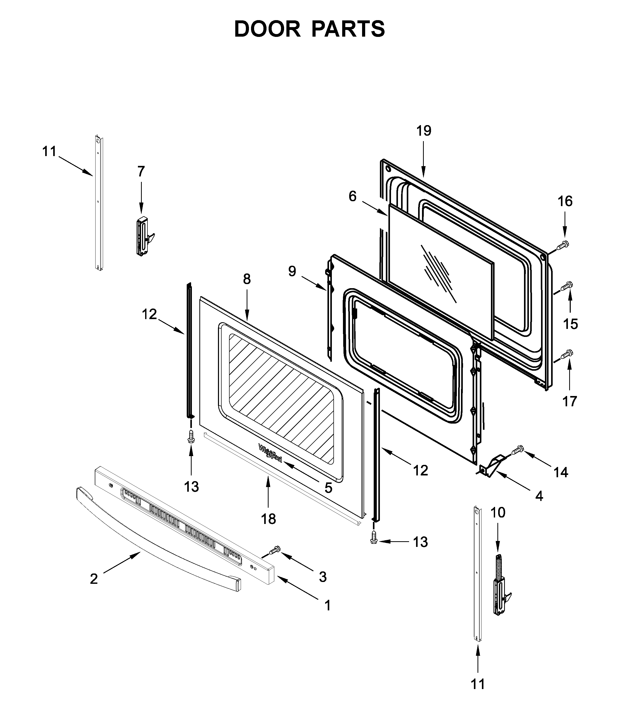 Whirlpool WFC150M0JS0 door parts diagram