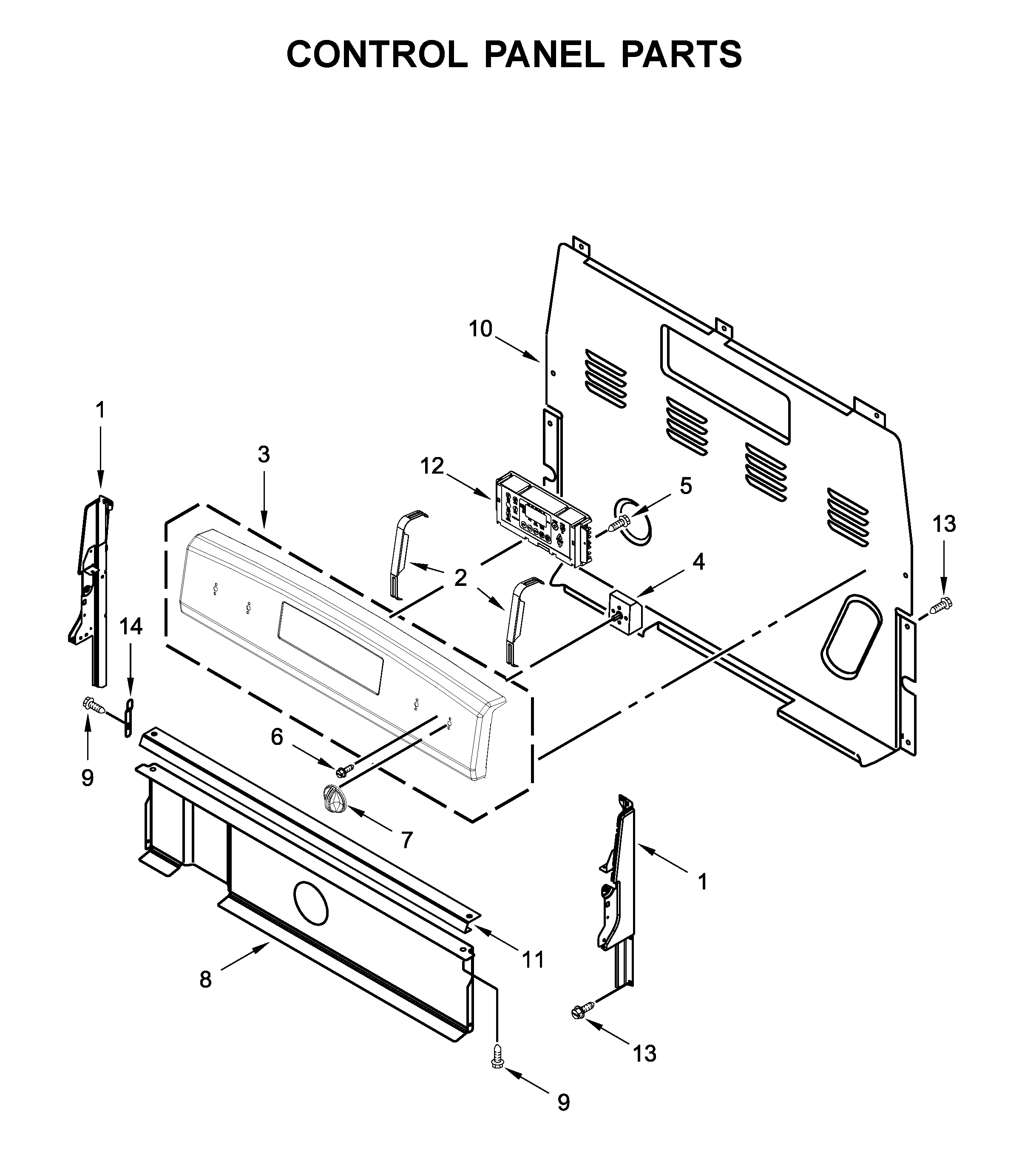 Whirlpool YWFC315S0JS0 control panel parts diagram