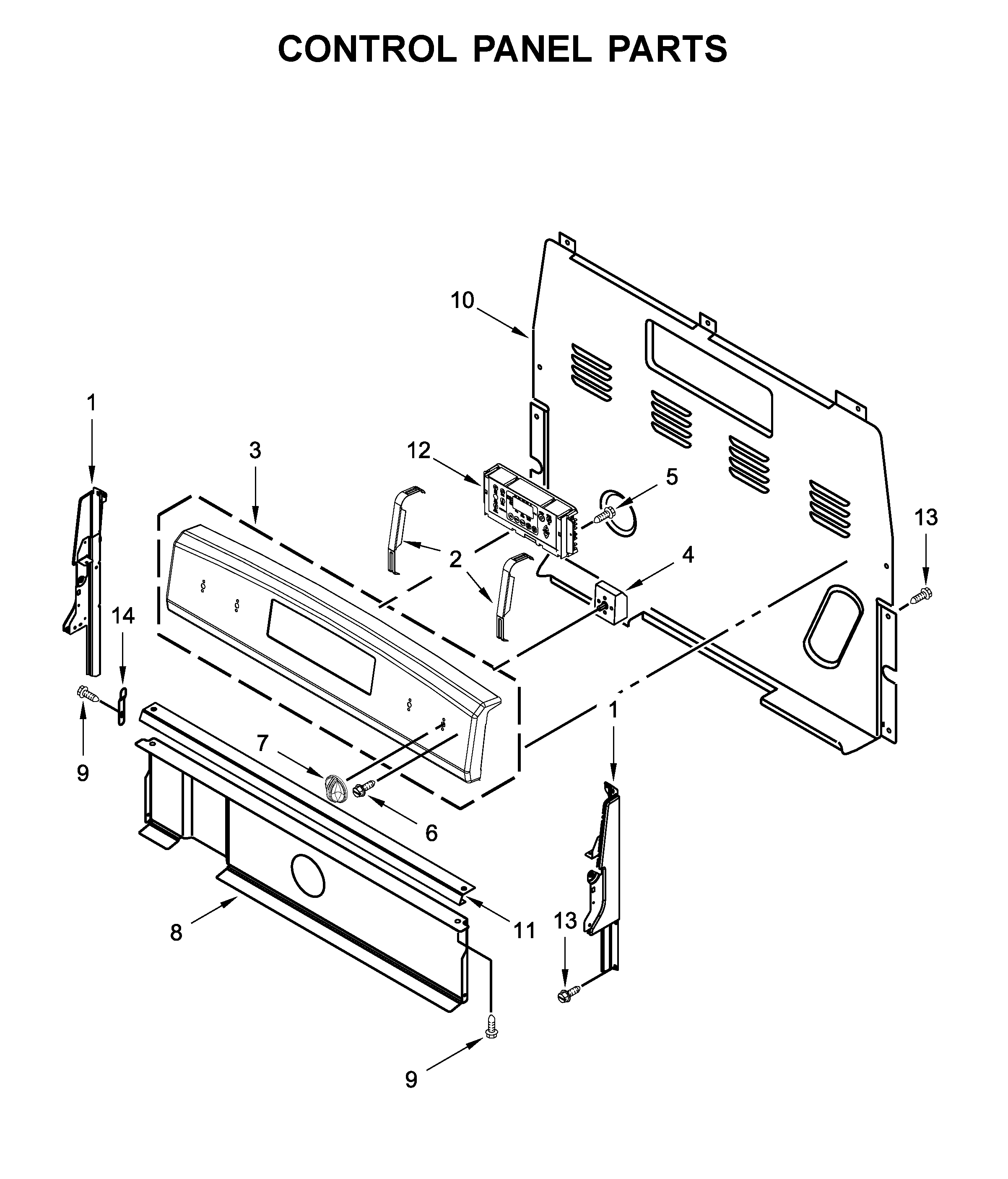 Amana YACR4303MFW5 control panel parts diagram
