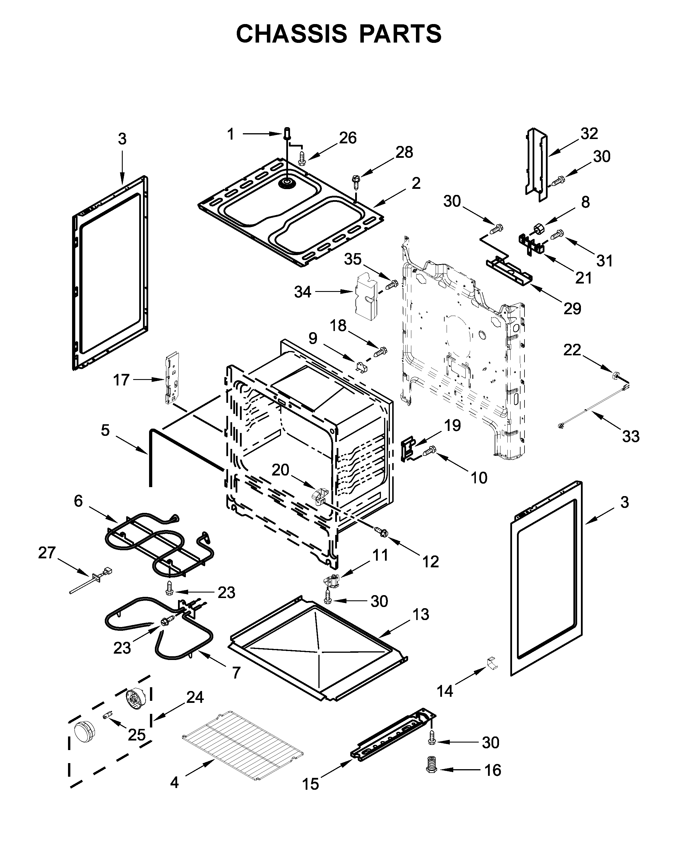 Amana YACR4303MFW5 chassis parts diagram