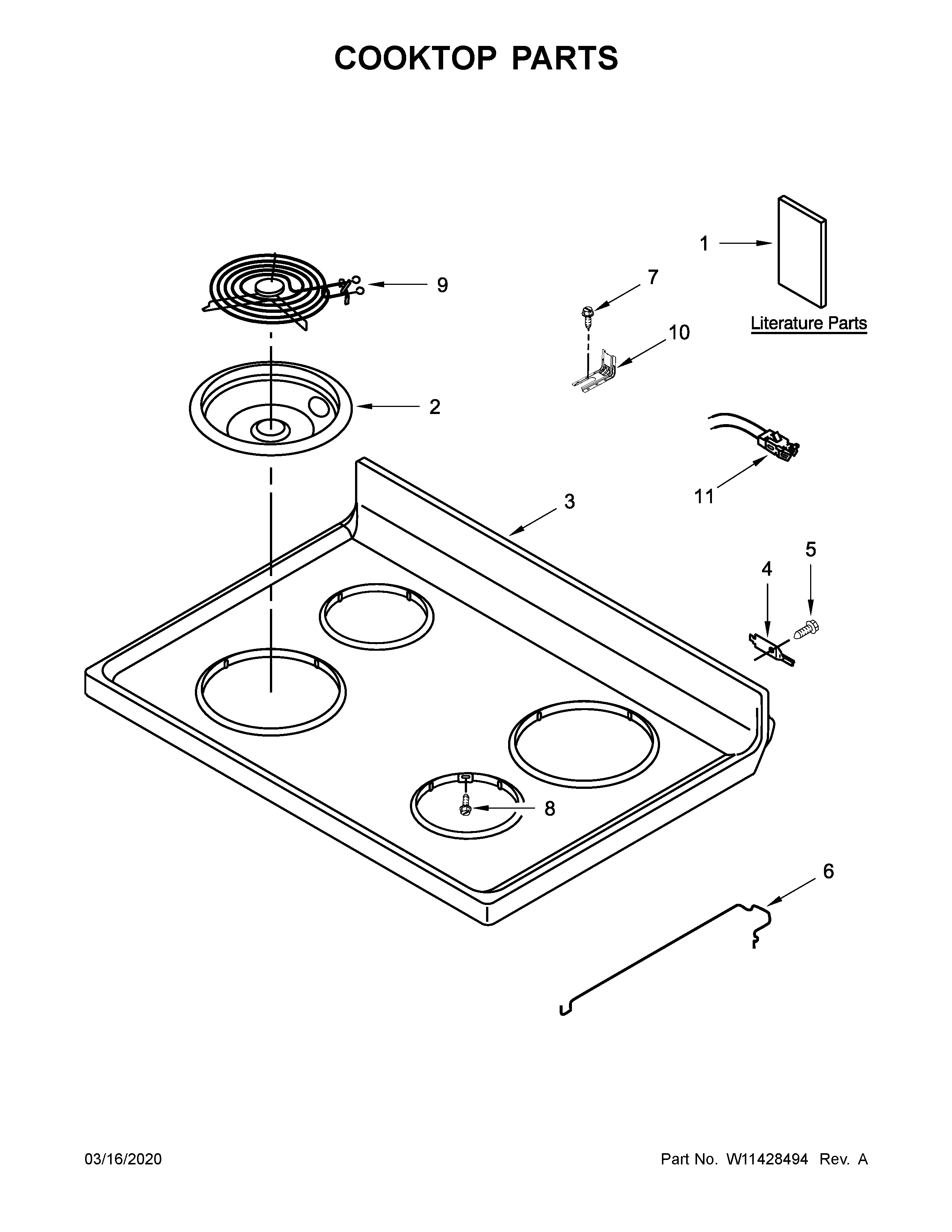 Amana YACR4303MFS5 cooktop parts diagram