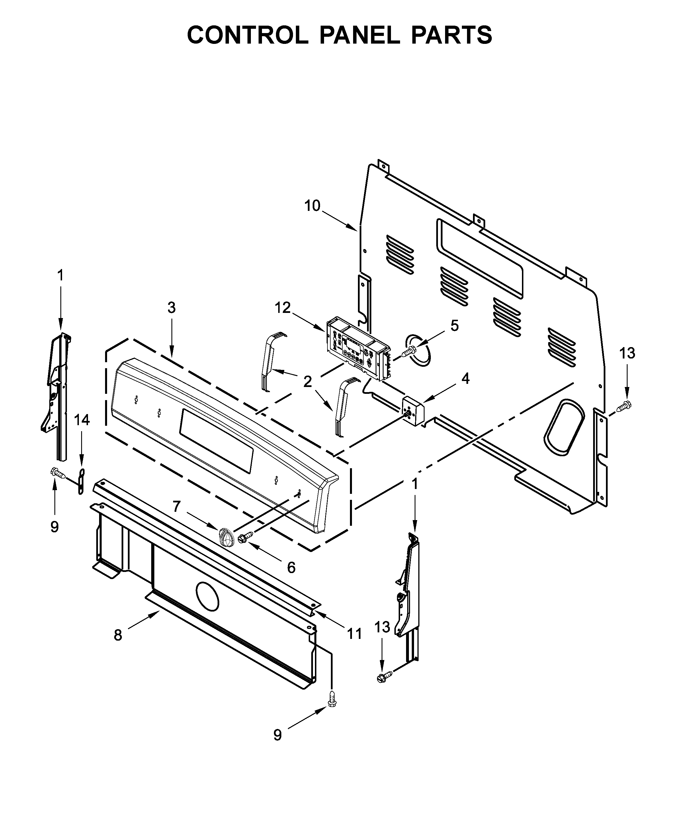 Amana YACR4303MFS5 control panel parts diagram