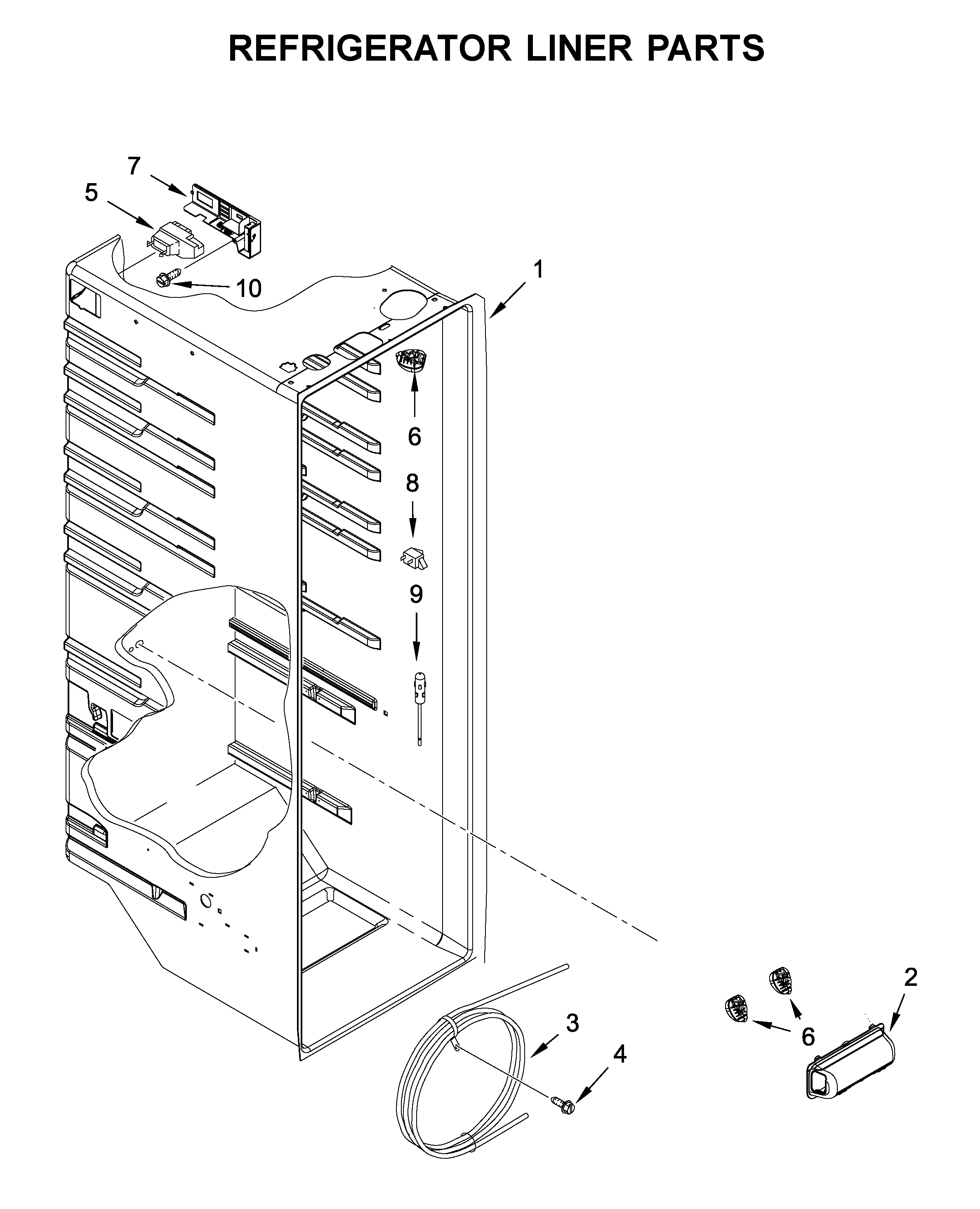 Amana ASI2175GRW03 refrigerator liner parts diagram