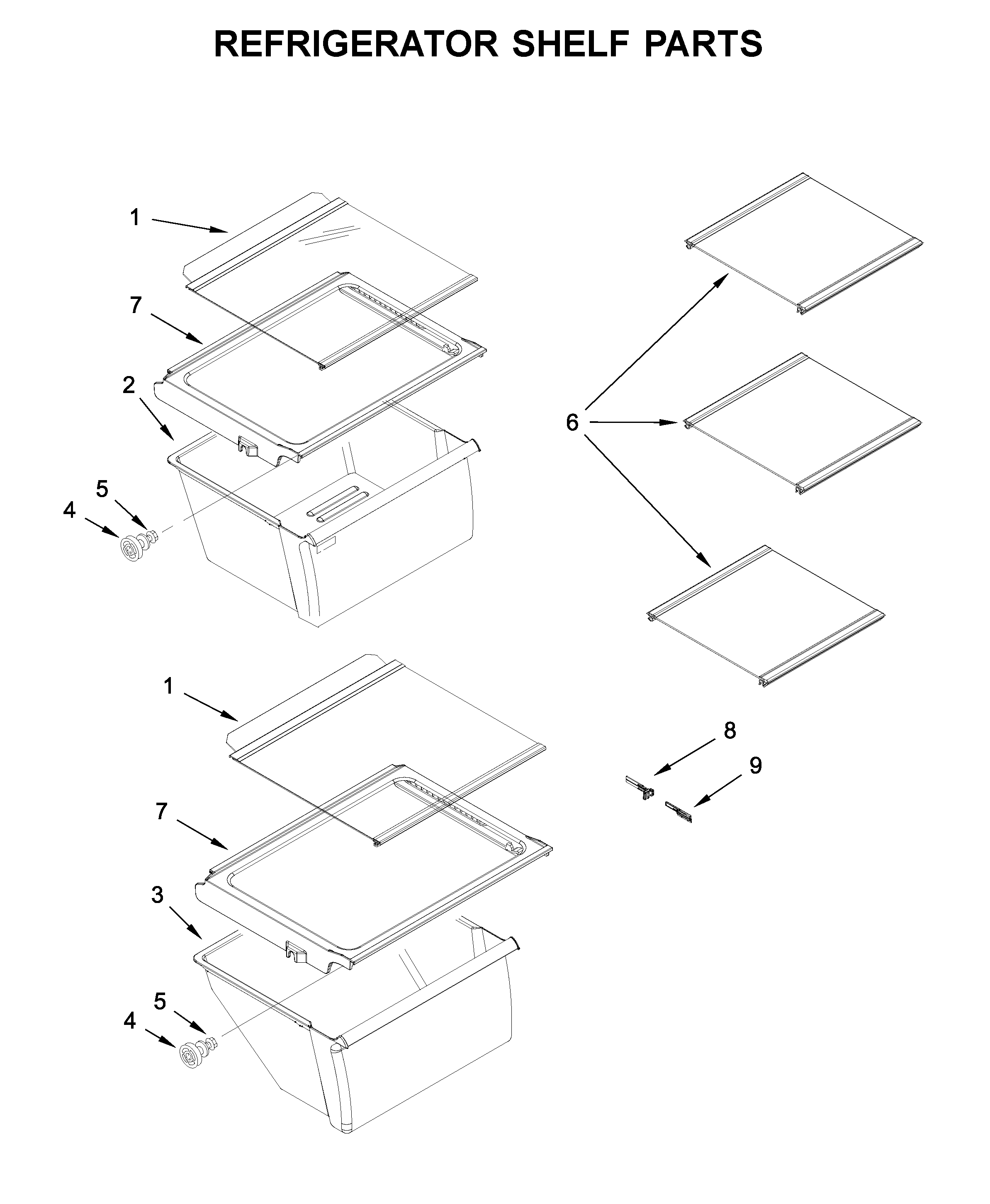 Amana ASI2175GRW03 refrigerator shelf parts diagram