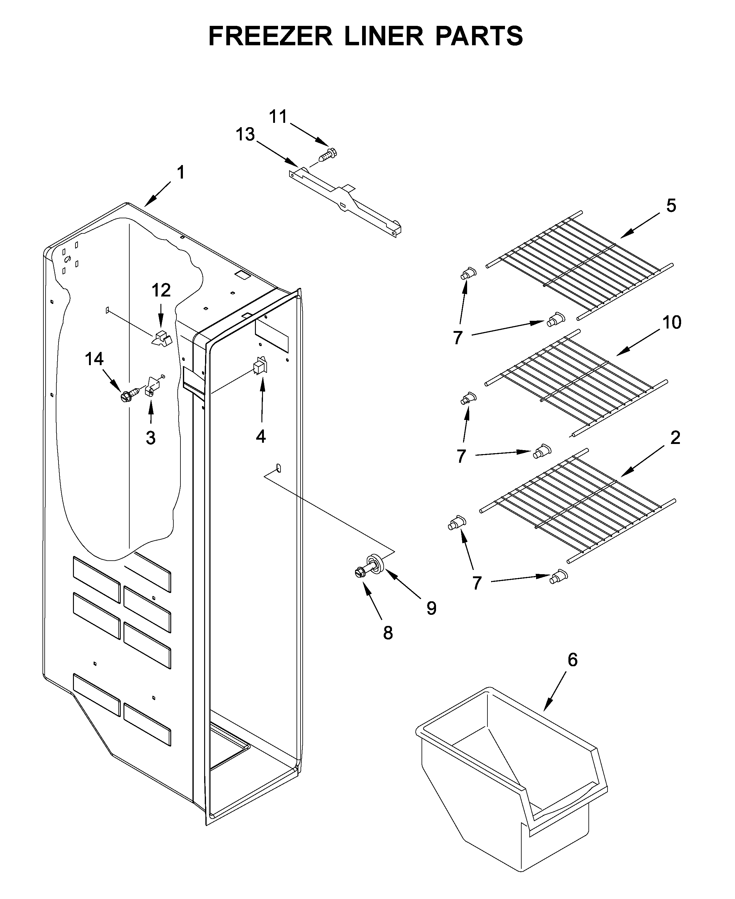 Amana ASI2175GRW03 freezer liner parts diagram