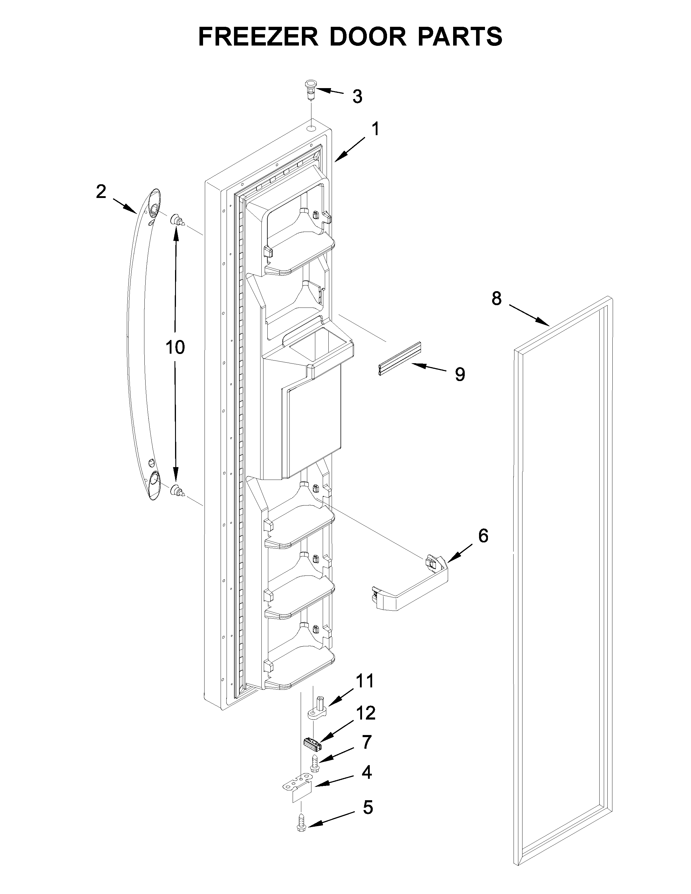 Amana ASI2175GRW03 freezer door parts diagram