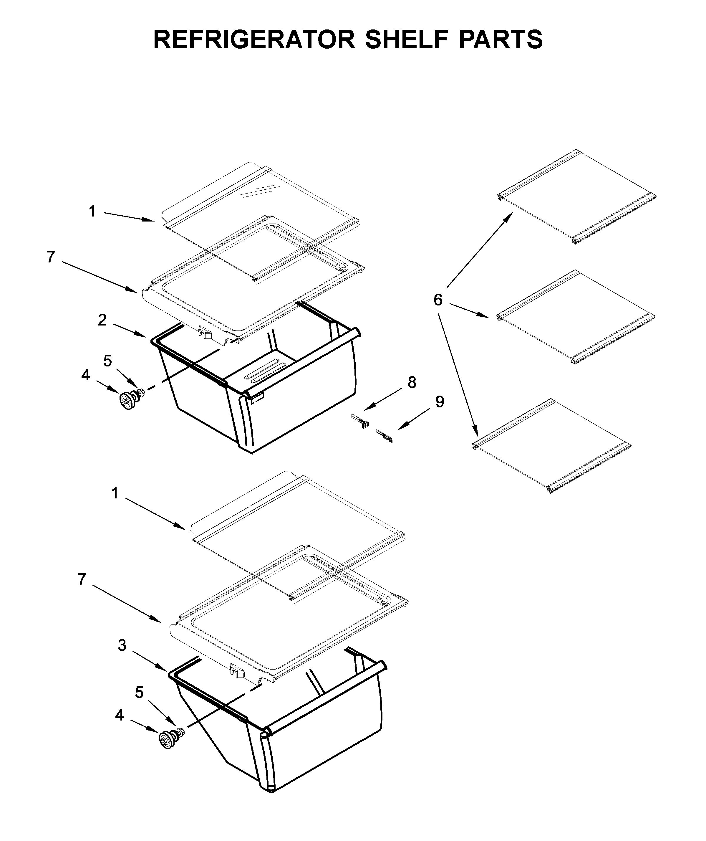 Amana ASI2575GRS04 refrigerator shelf parts diagram