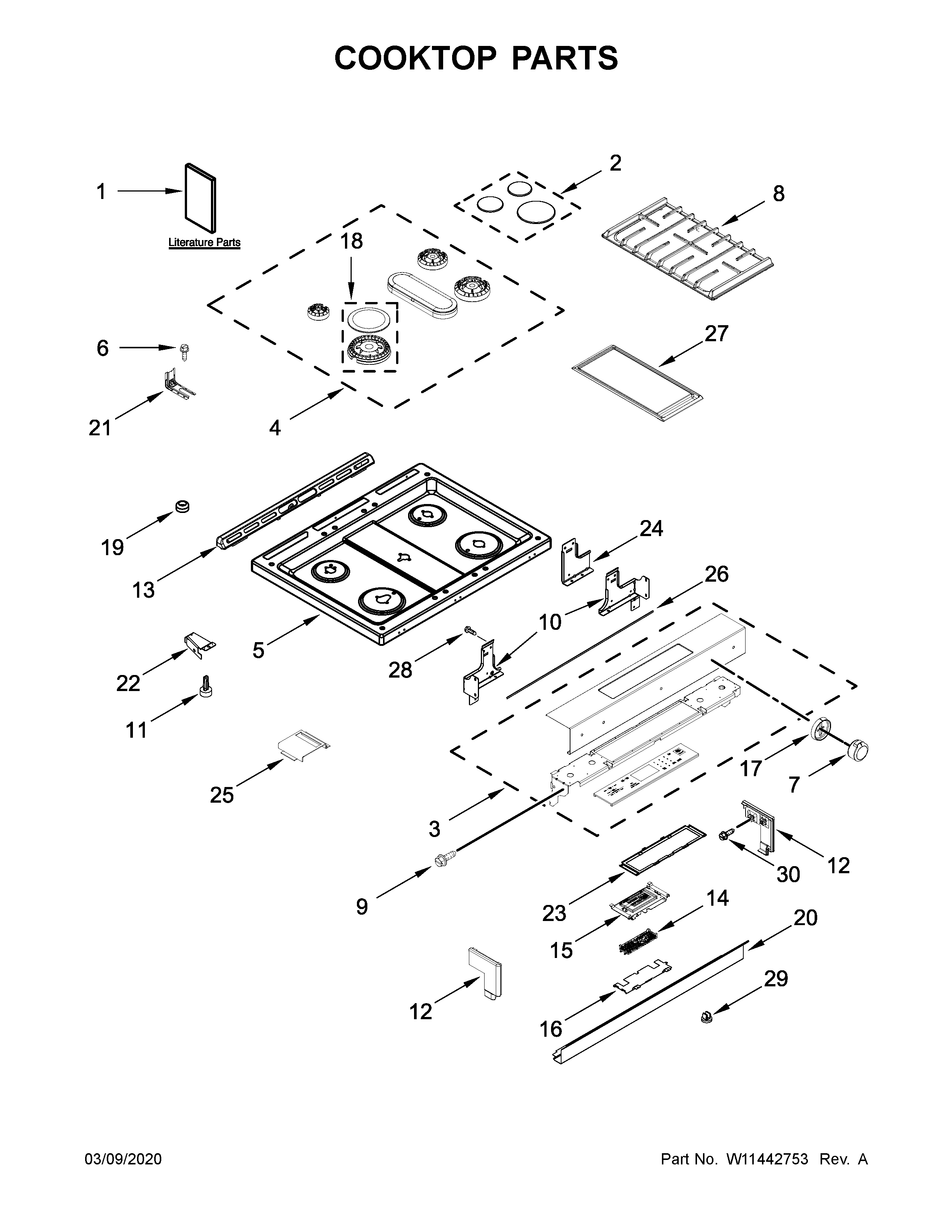 KitchenAid KSGB900ESS4 cooktop parts diagram