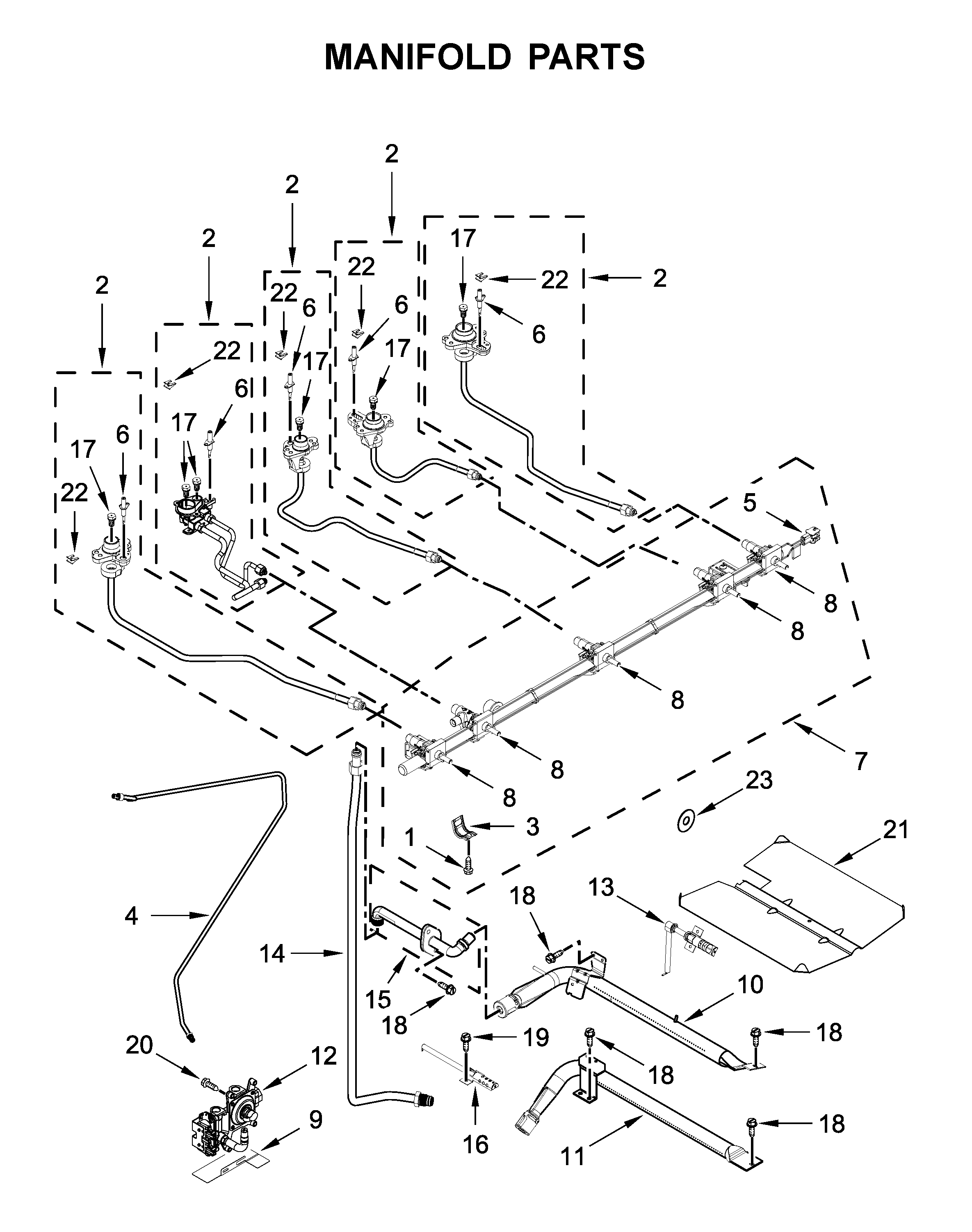 KitchenAid KSGB900ESS4 manifold parts diagram