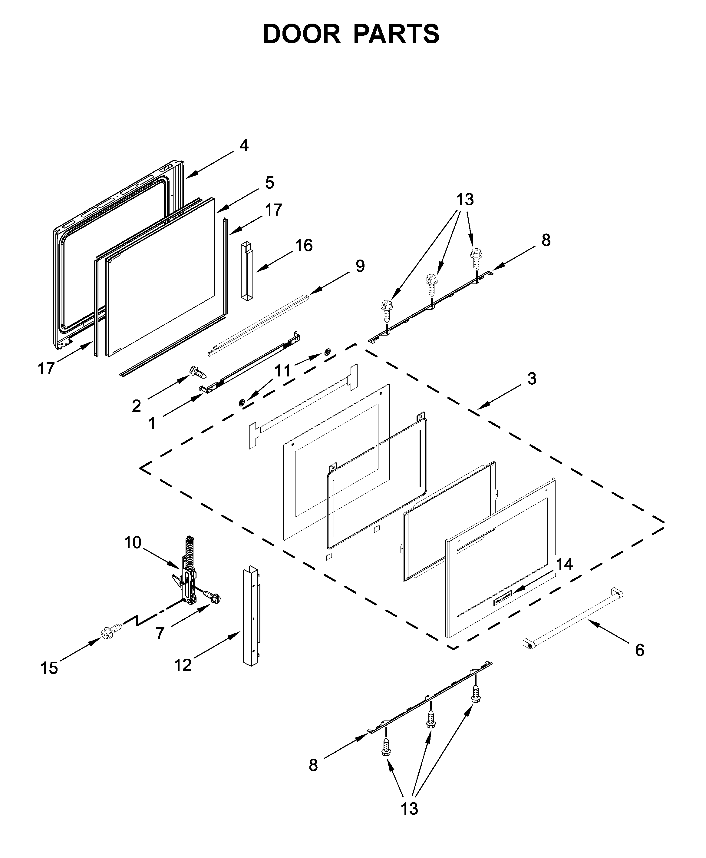 KitchenAid KSGB900ESS4 door parts diagram