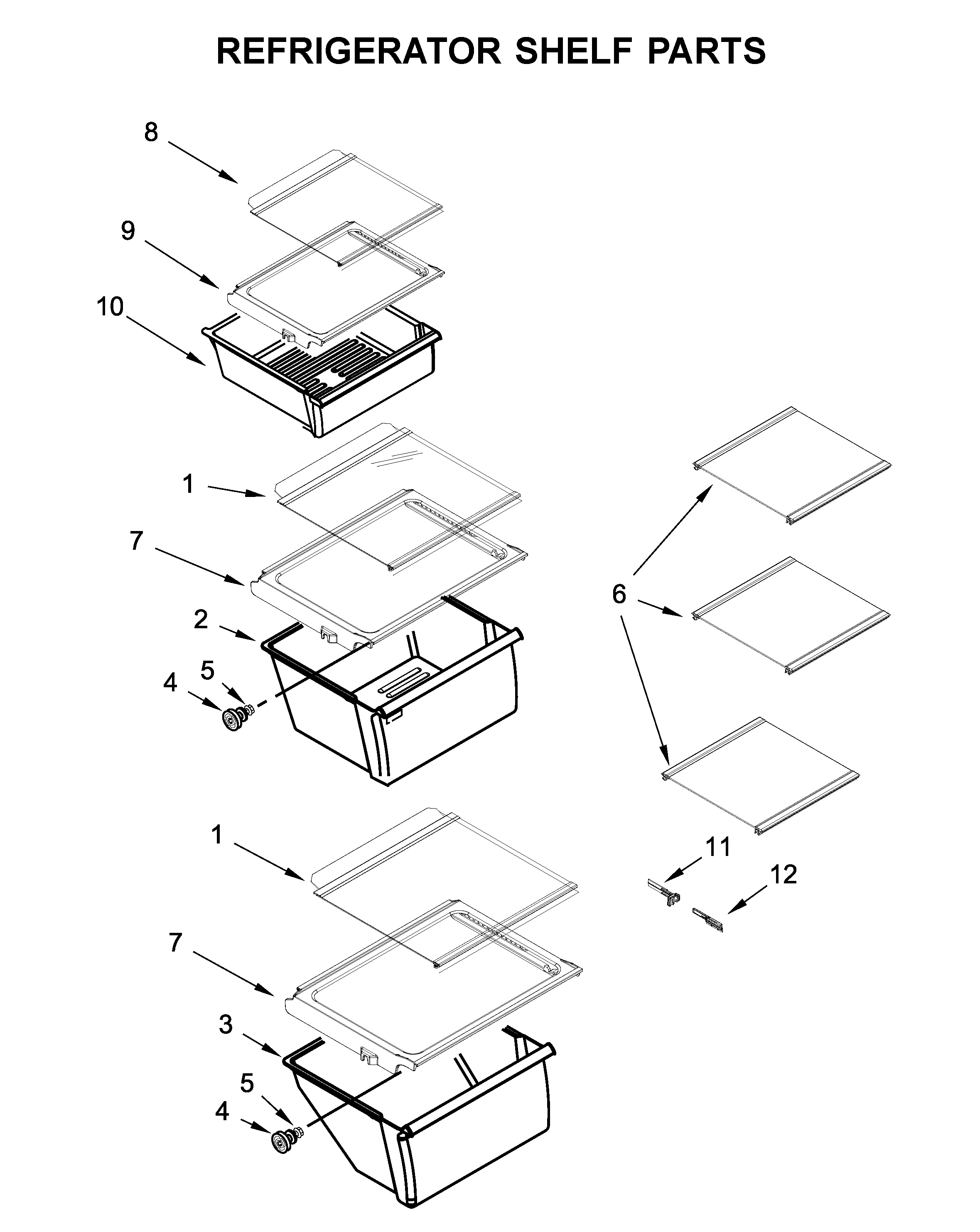 Whirlpool WRS331SDHW02 refrigerator shelf parts diagram