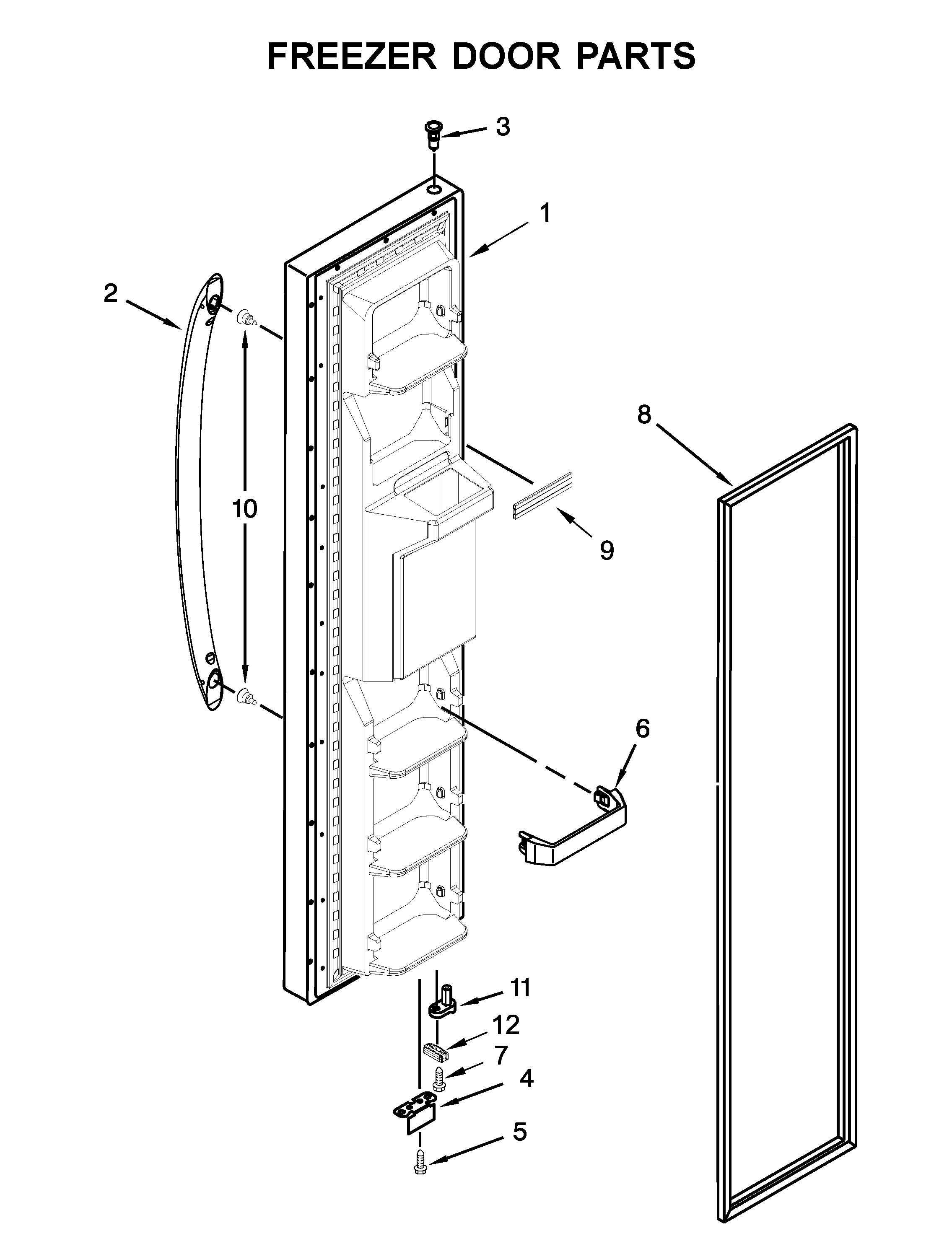 Whirlpool WRS331SDHW02 freezer door parts diagram
