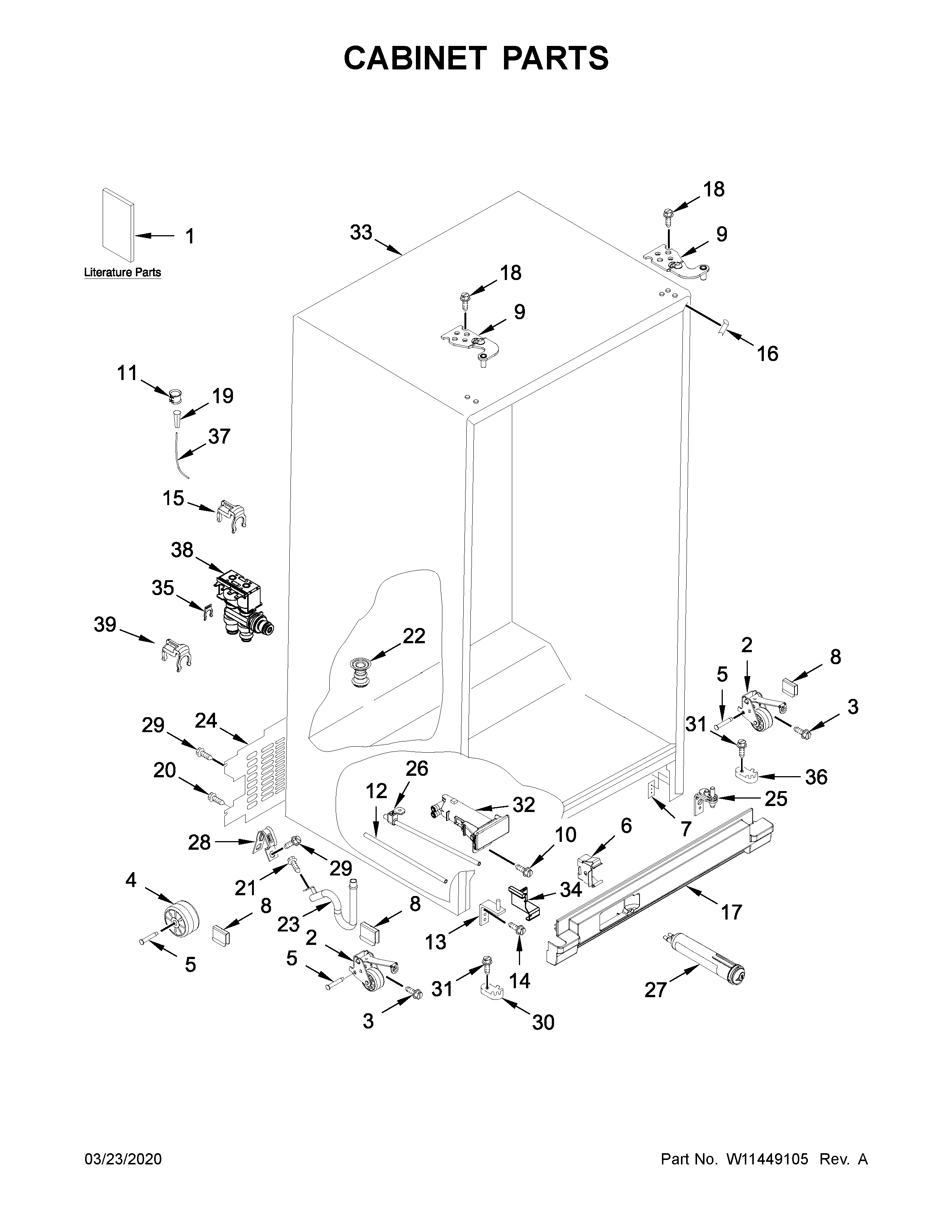 Whirlpool WRS311SDHT03 cabinet parts diagram