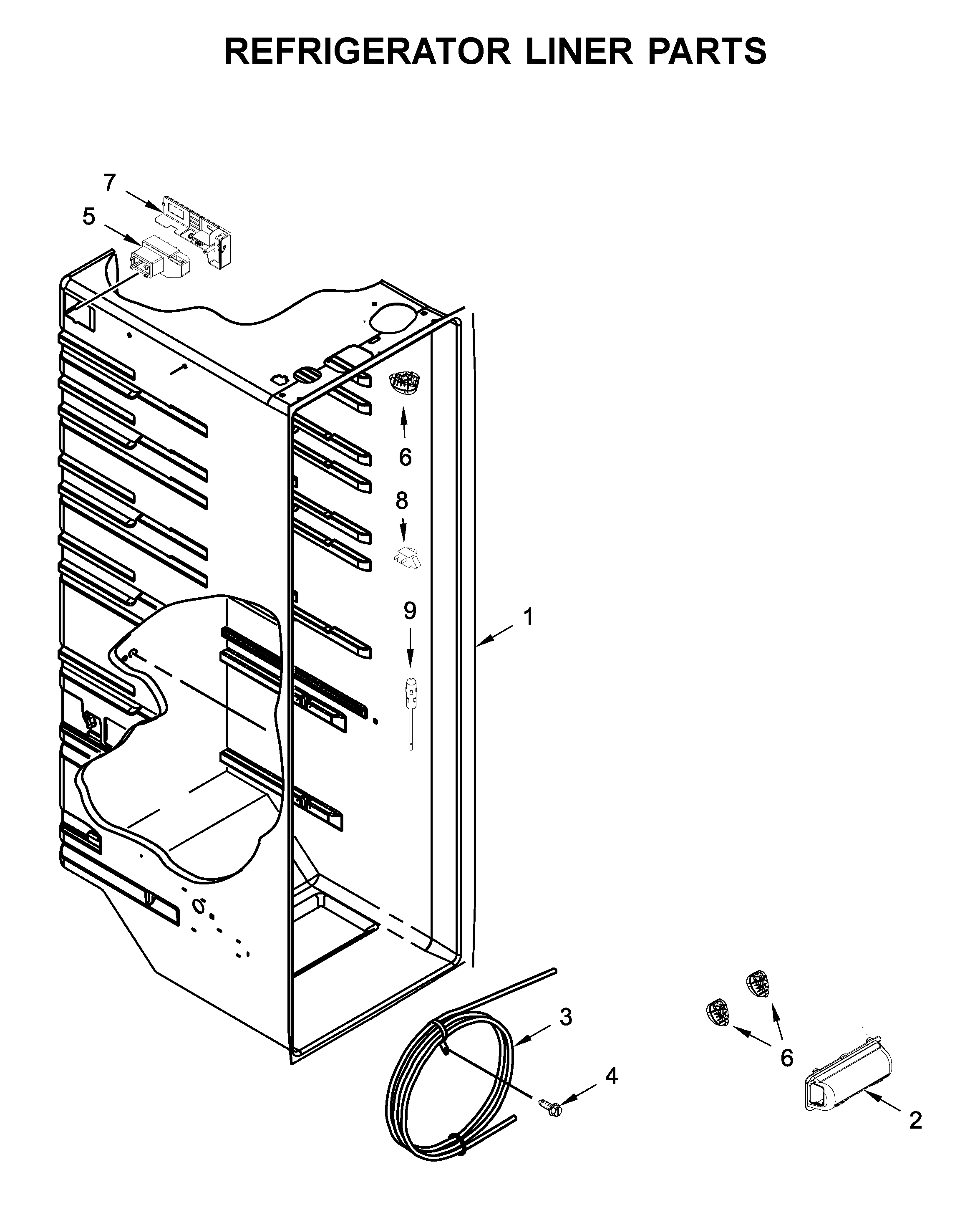 Whirlpool WRS311SDHT03 refrigerator liner parts diagram