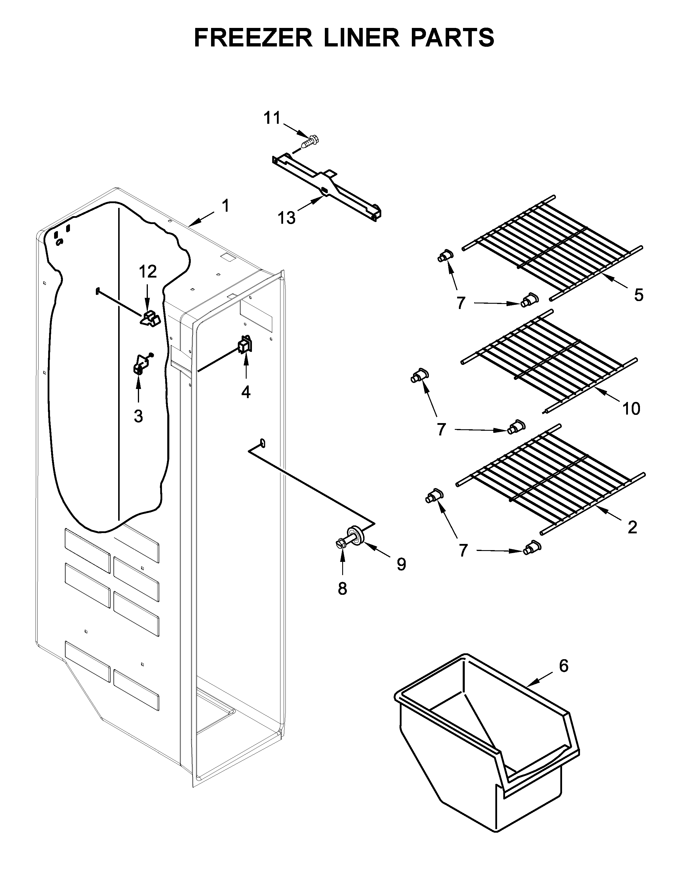 Whirlpool WRS311SDHT03 freezer liner parts diagram