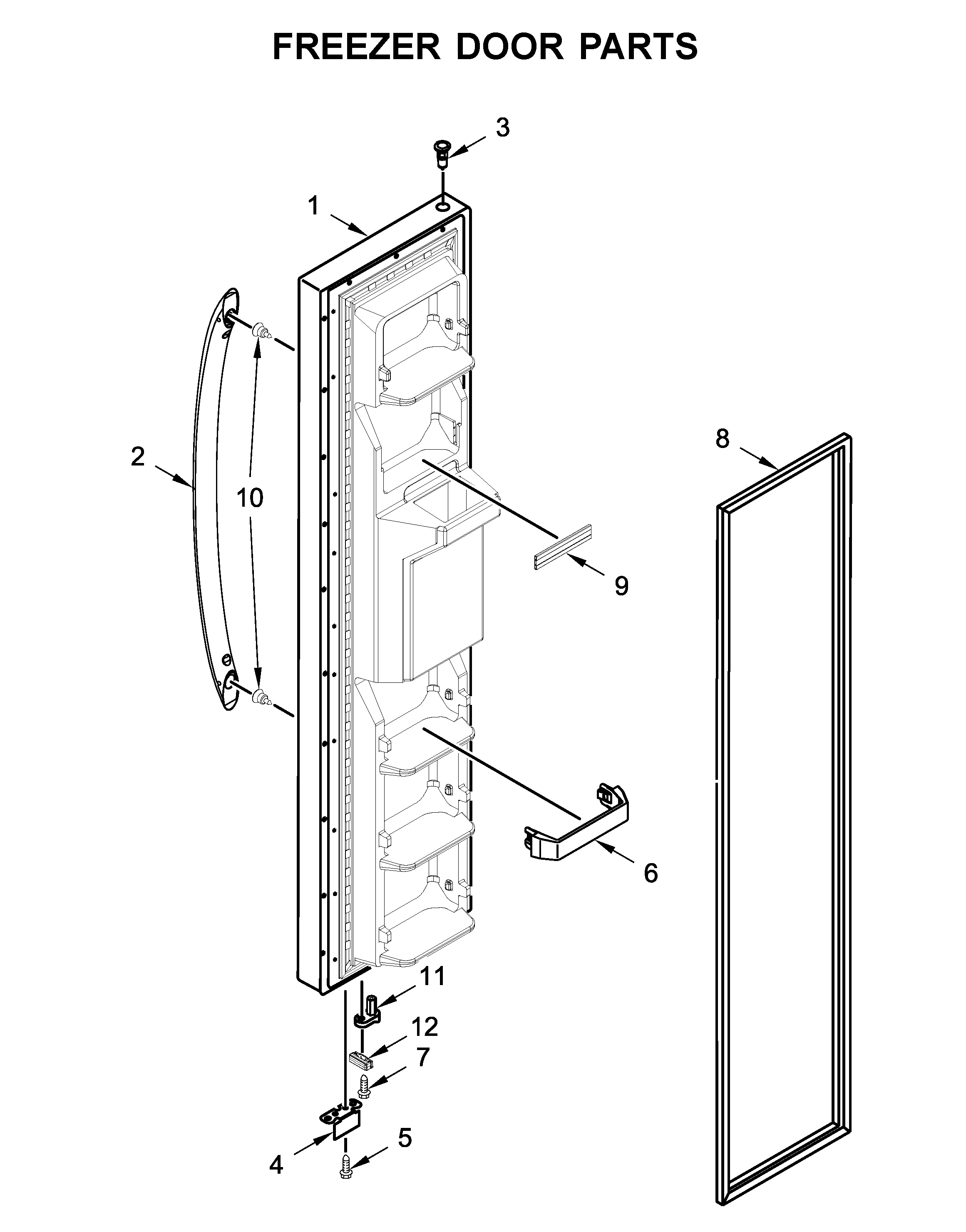 Whirlpool WRS311SDHT03 freezer door parts diagram