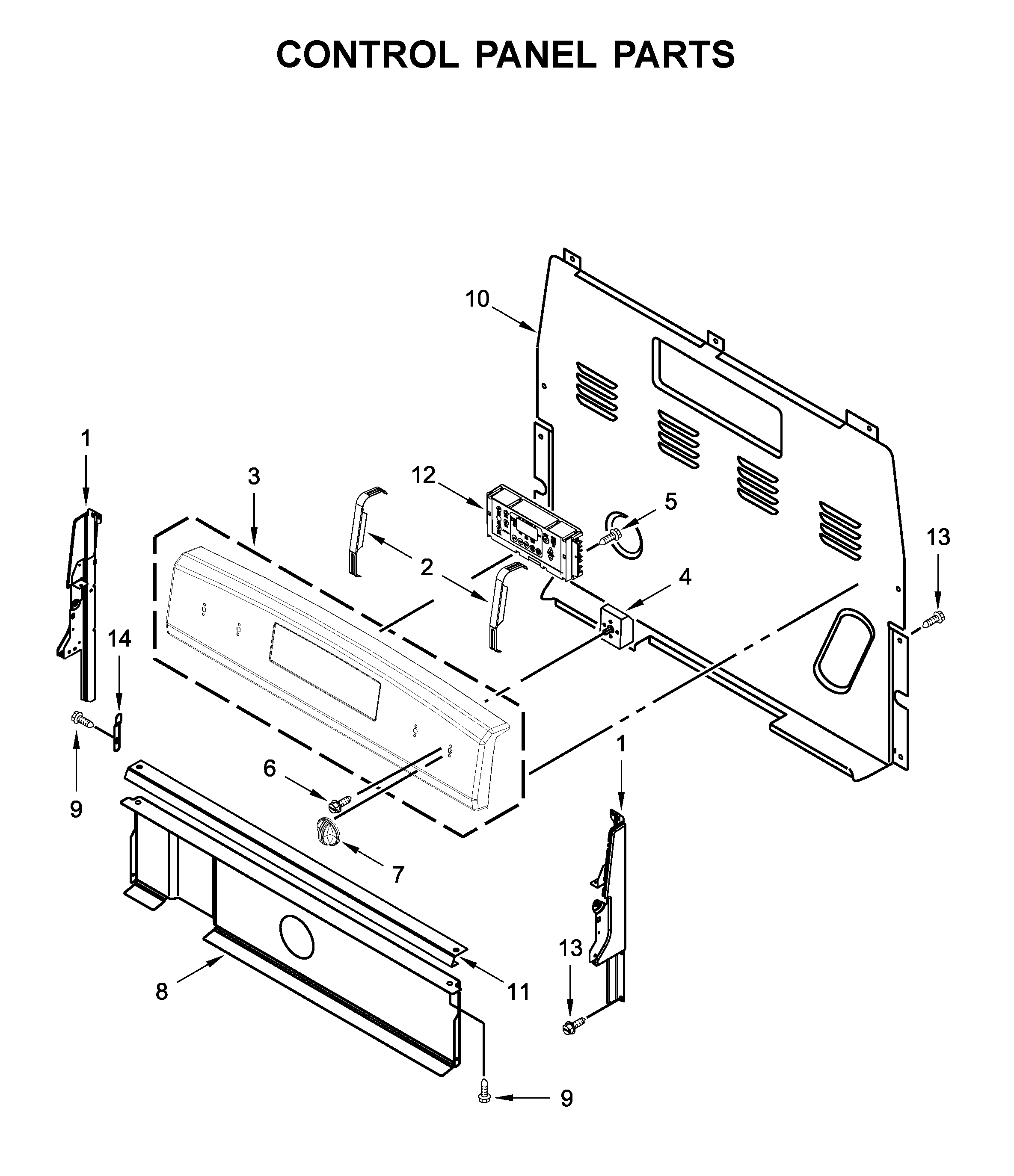 Amana YACR4503SFW5 control panel parts diagram